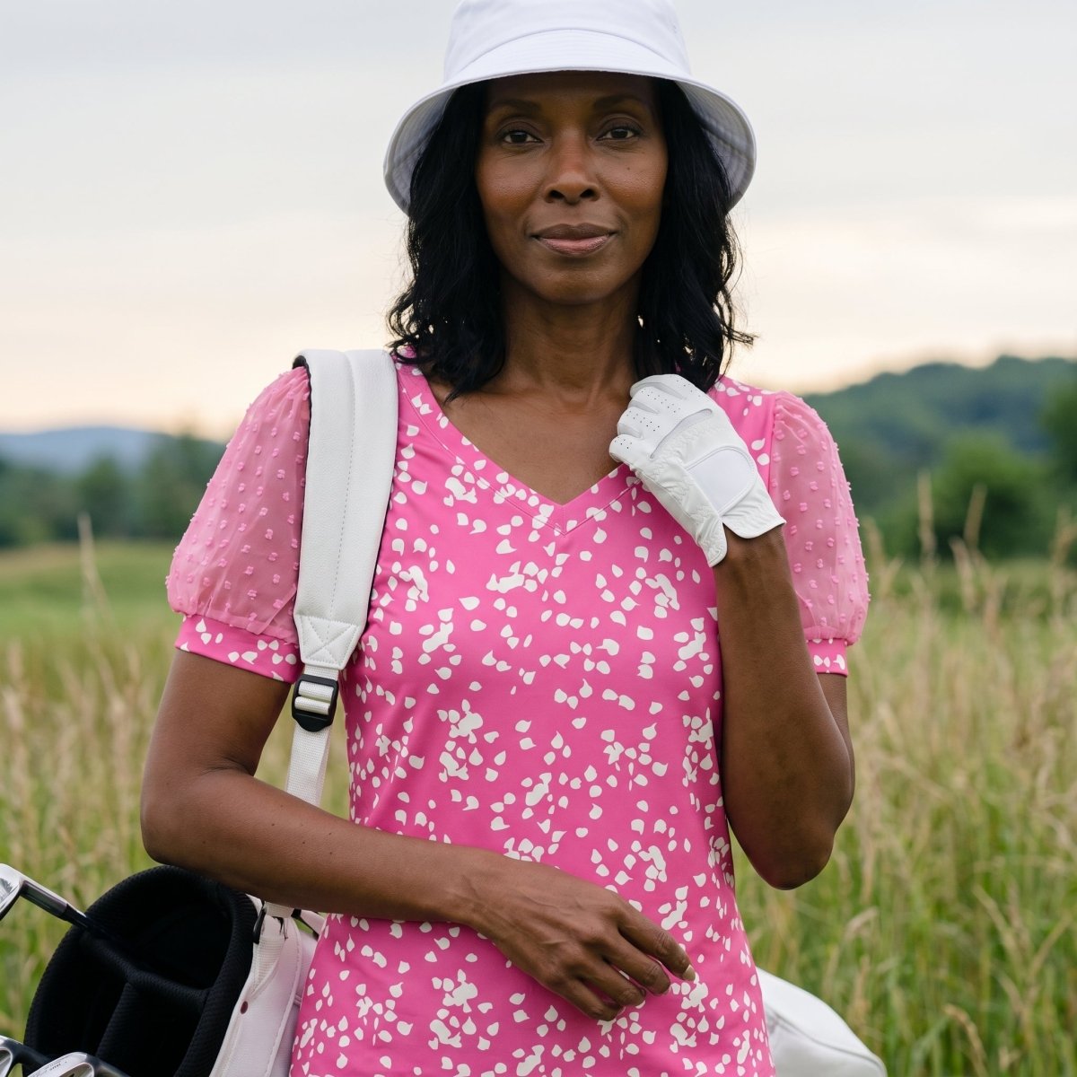 Pink Dot Short Sleeve Polo by Putter Girl