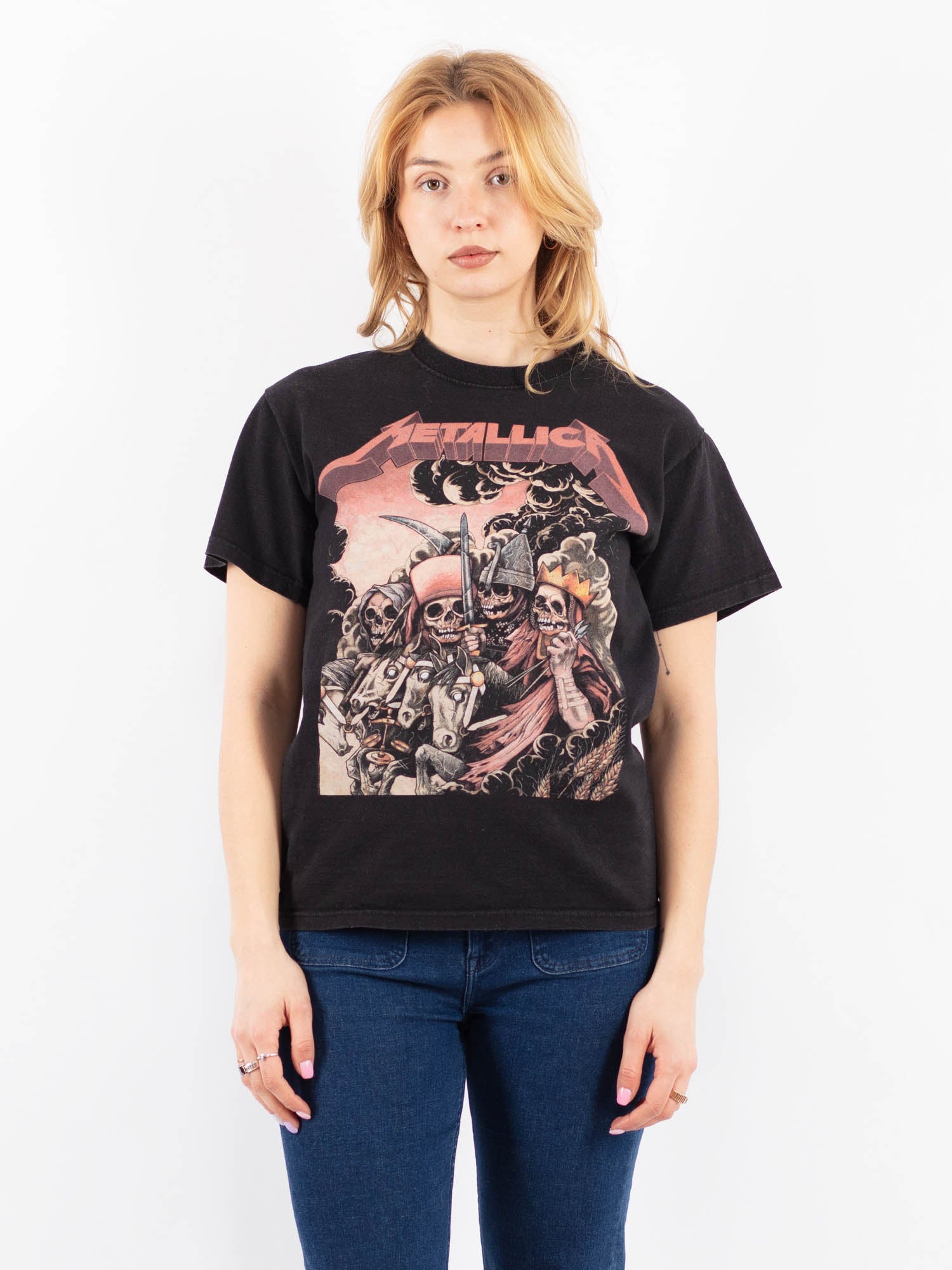 Vintage 00's Women Metallica Print T-Shirt in Black by Northern Grip
