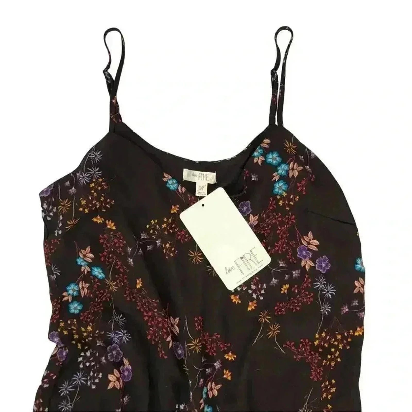 NWT Love, Fire Black Floral Midi Dress Chiffon Women's Size S by Hot Girl Secondhand