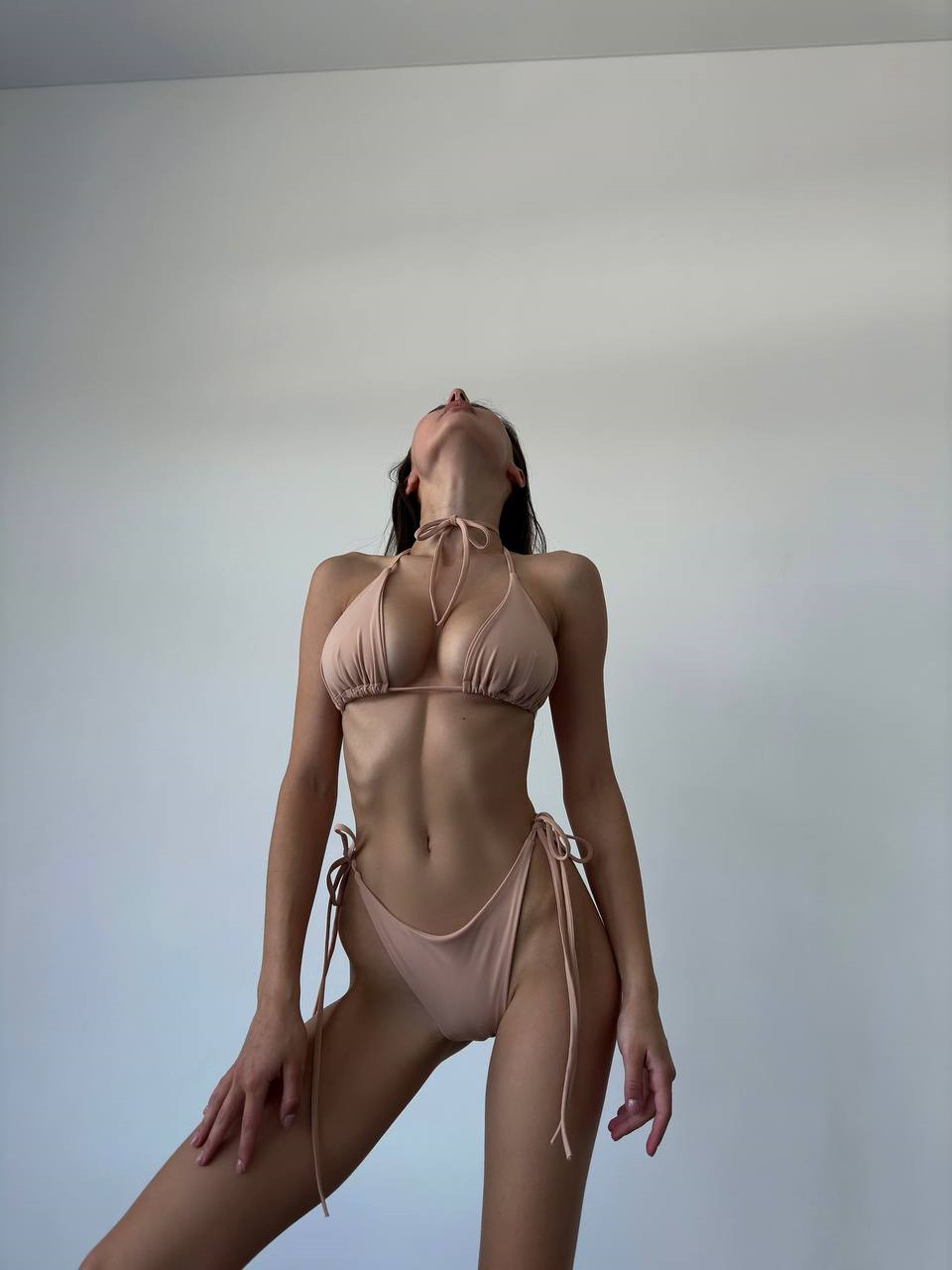 Riviera Triangle Bikini Set in Beige by MERIEL