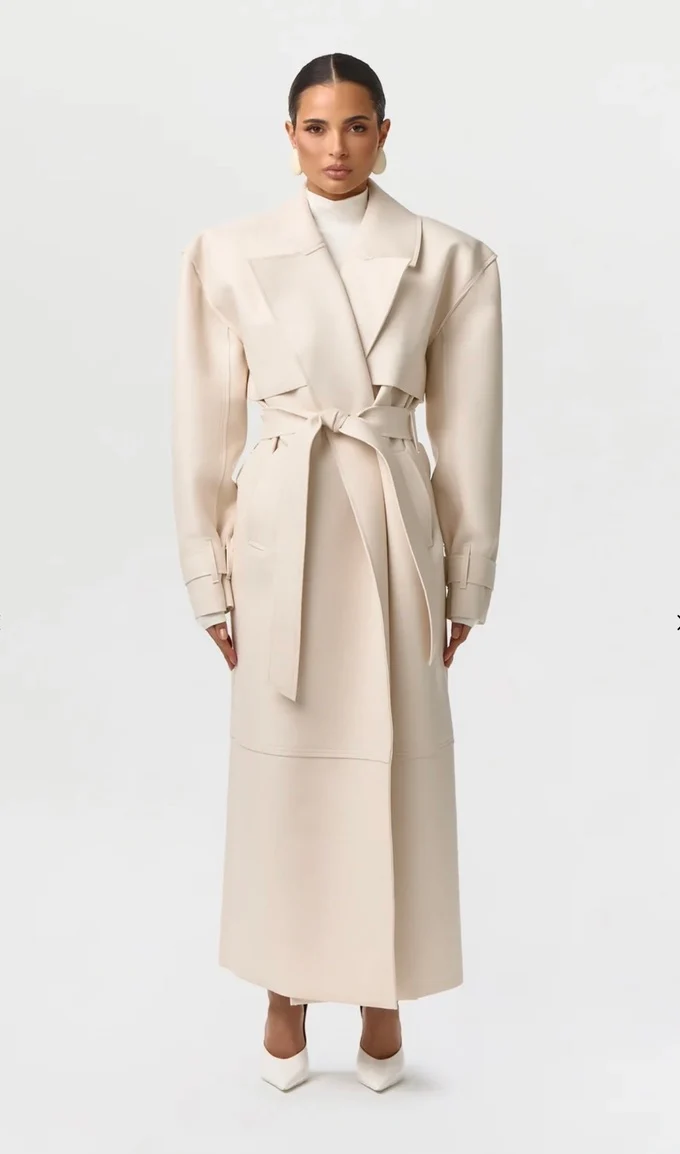 Naked Wardrobe Vegan Leather Trench Coat by Sierra Deene