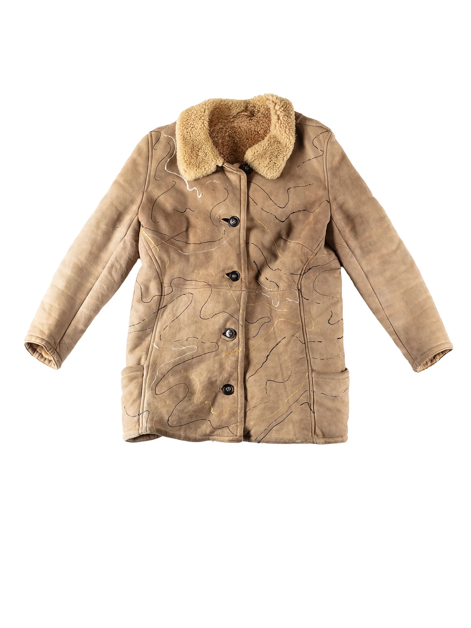 Vintage 70's Women Sheepskin Coat in Beige by Northern Grip