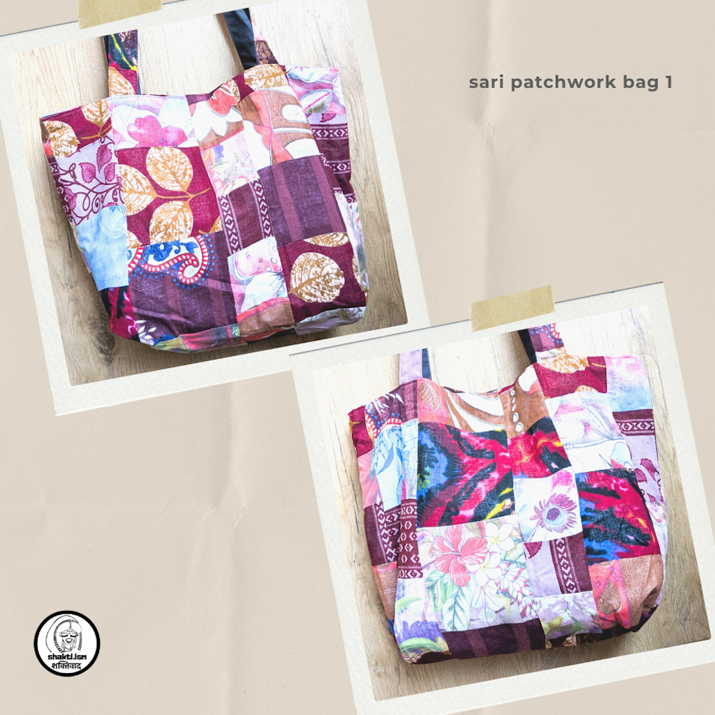 Sari Patchwork Tote Bag, Large Colourful Fair Trade Cotton Market Bags by Shakti.ism