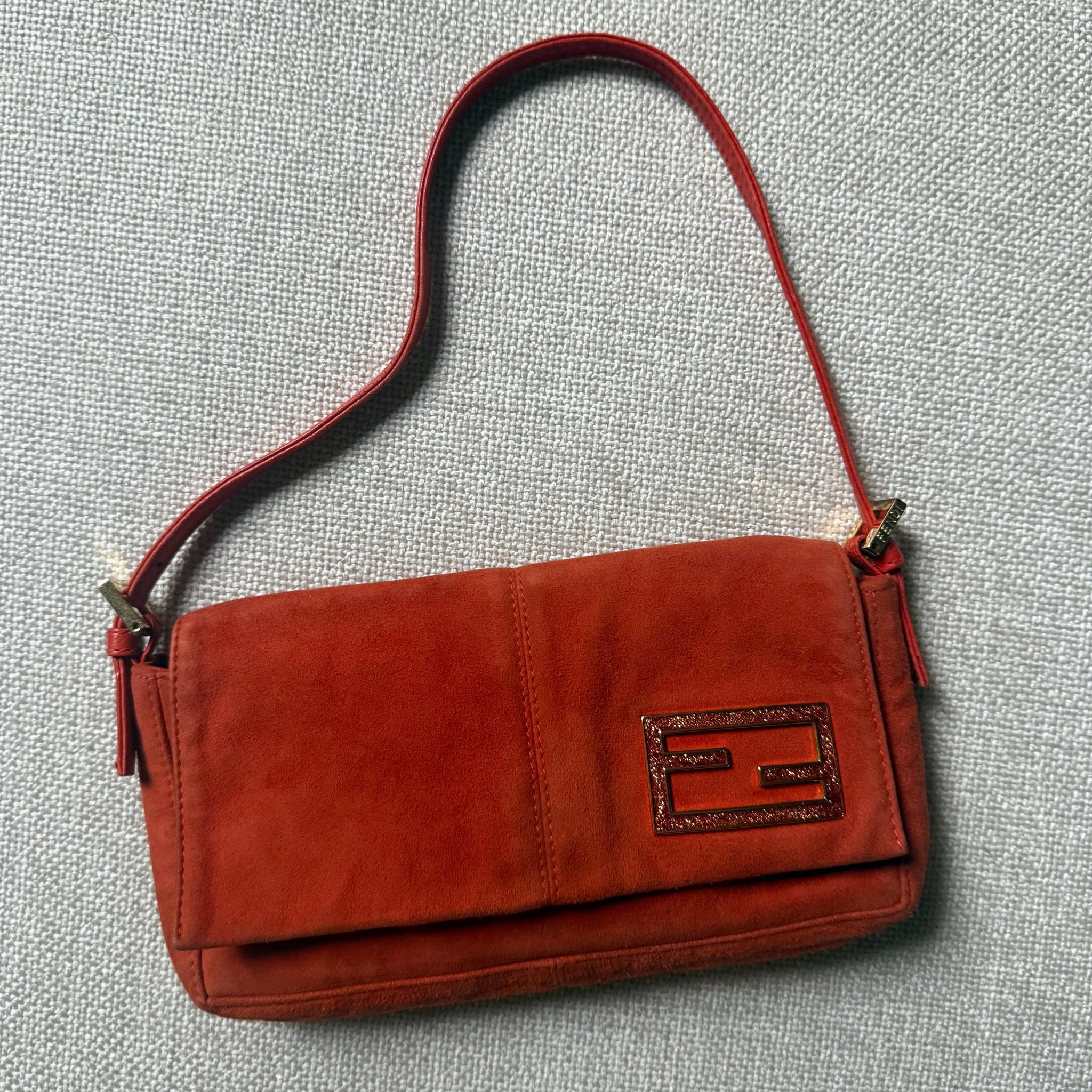Fendi Vintage Suede Glitter Baguette by The Vintage New Yorker