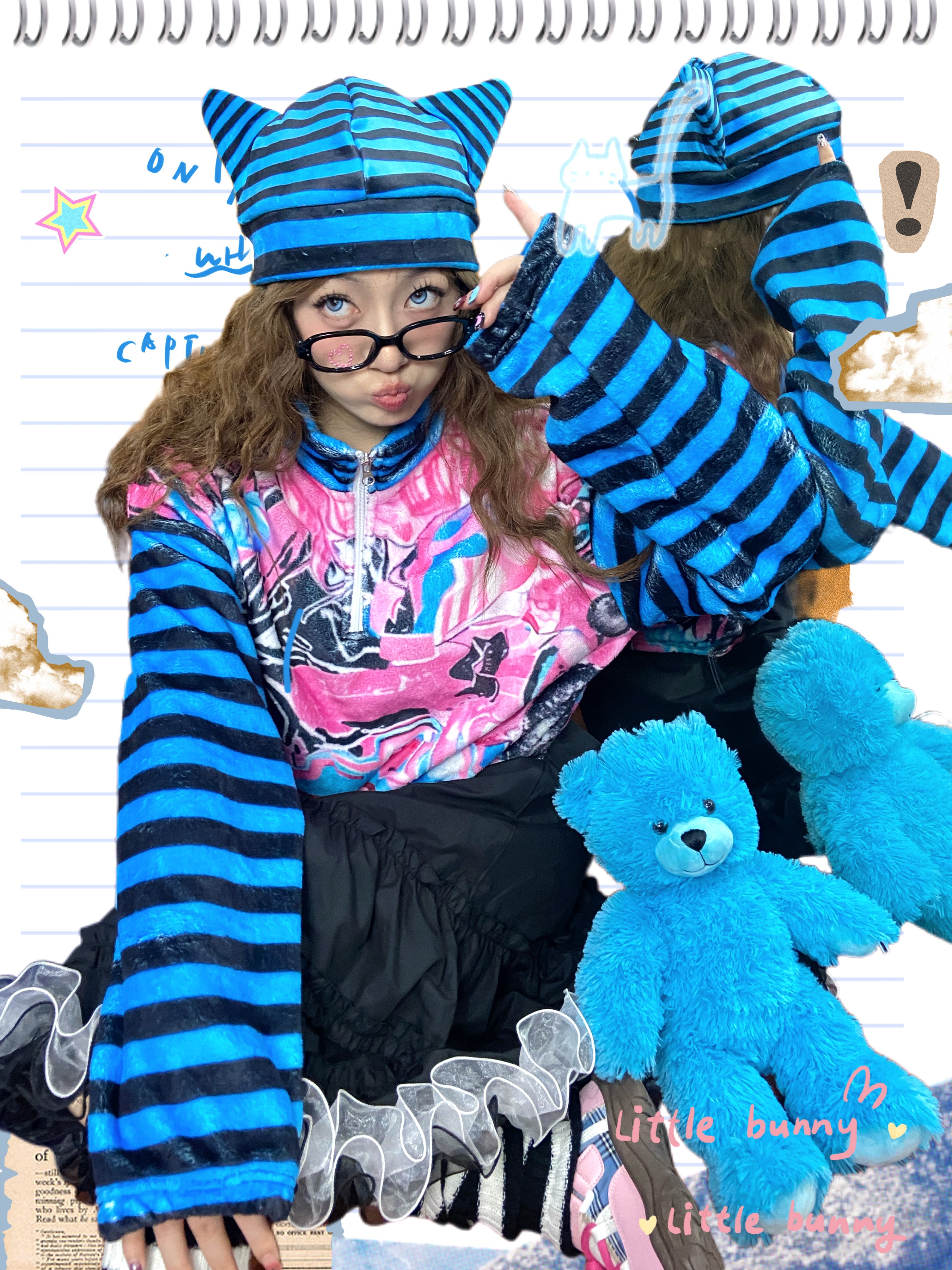 Subculture Striped Fleece Sweatshirt - LEERROO by Land Decora