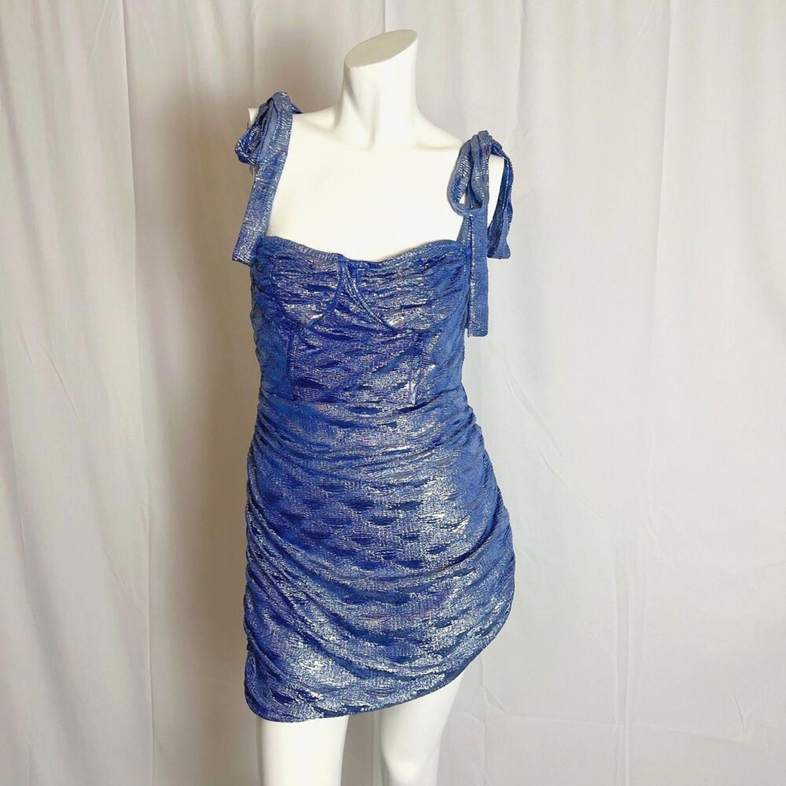 Lioness Senorita Mini Dress in Metallic Blue Mini Dress Club Rave Size by Hot Girl Secondhand