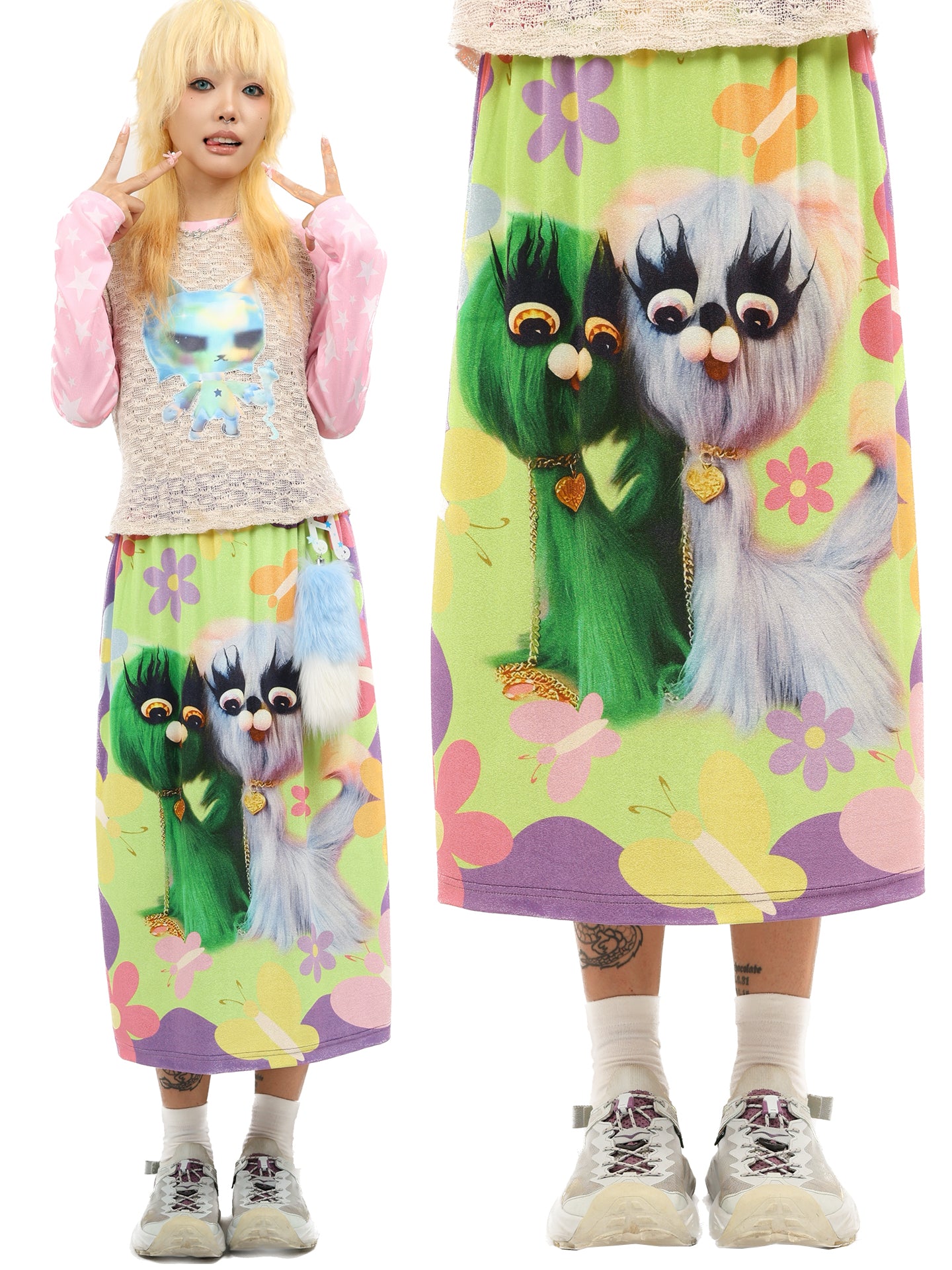 Decora Velvet Maxi Skirt Garden Dog Cute - NIHON KIDS by Land Decora