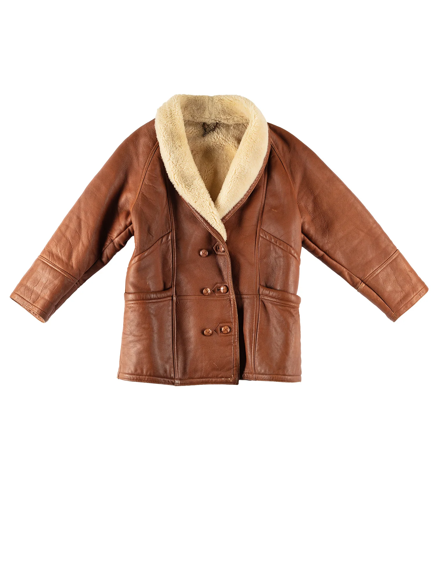 Vintage 80's Women Sheepskin Coat in Brown by Northern Grip