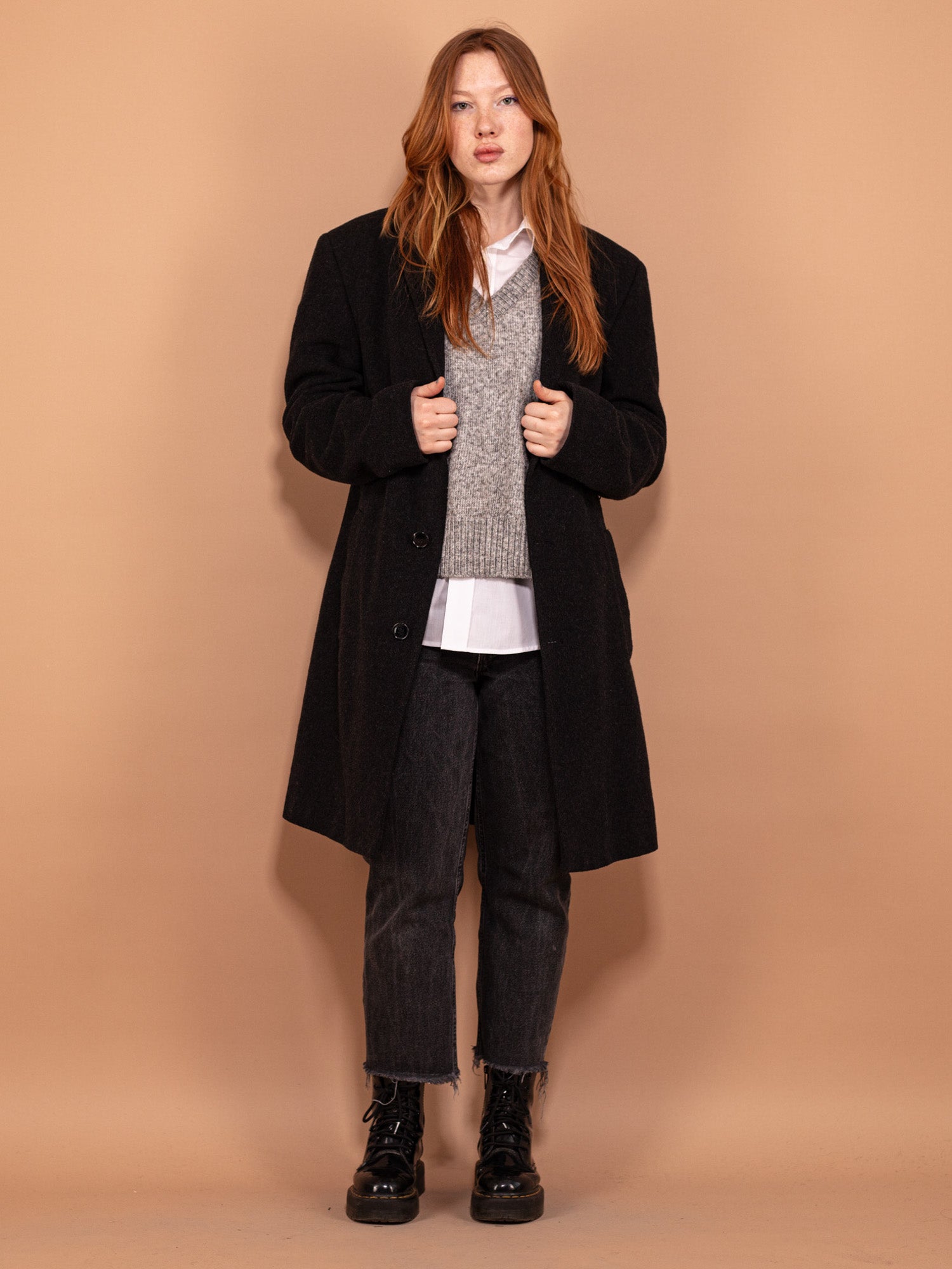 Vintage 00's Women Wool Blend Coat in Gray by Northern Grip