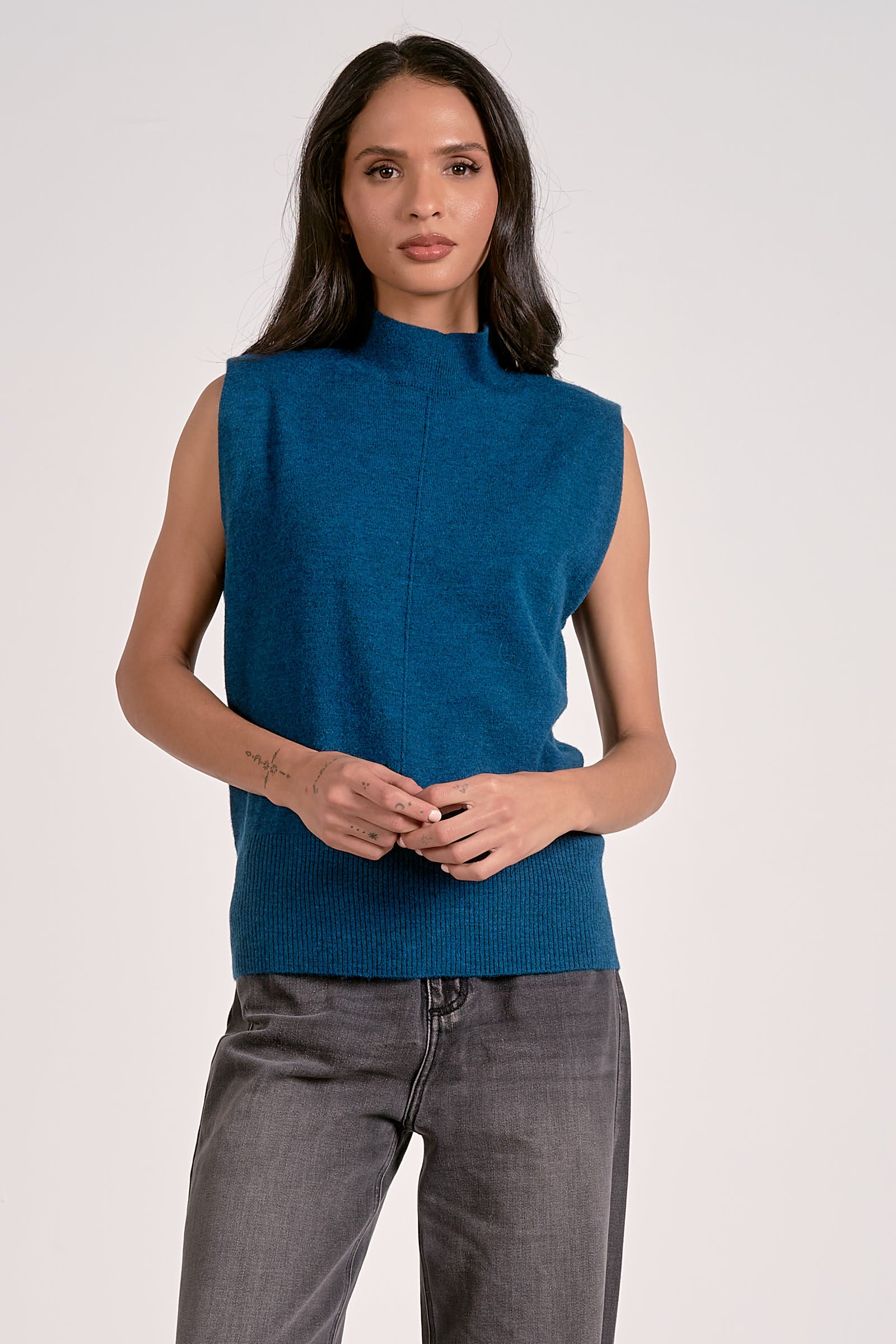 Elan Mock Neck Sweater in Teal by Sierra Deene