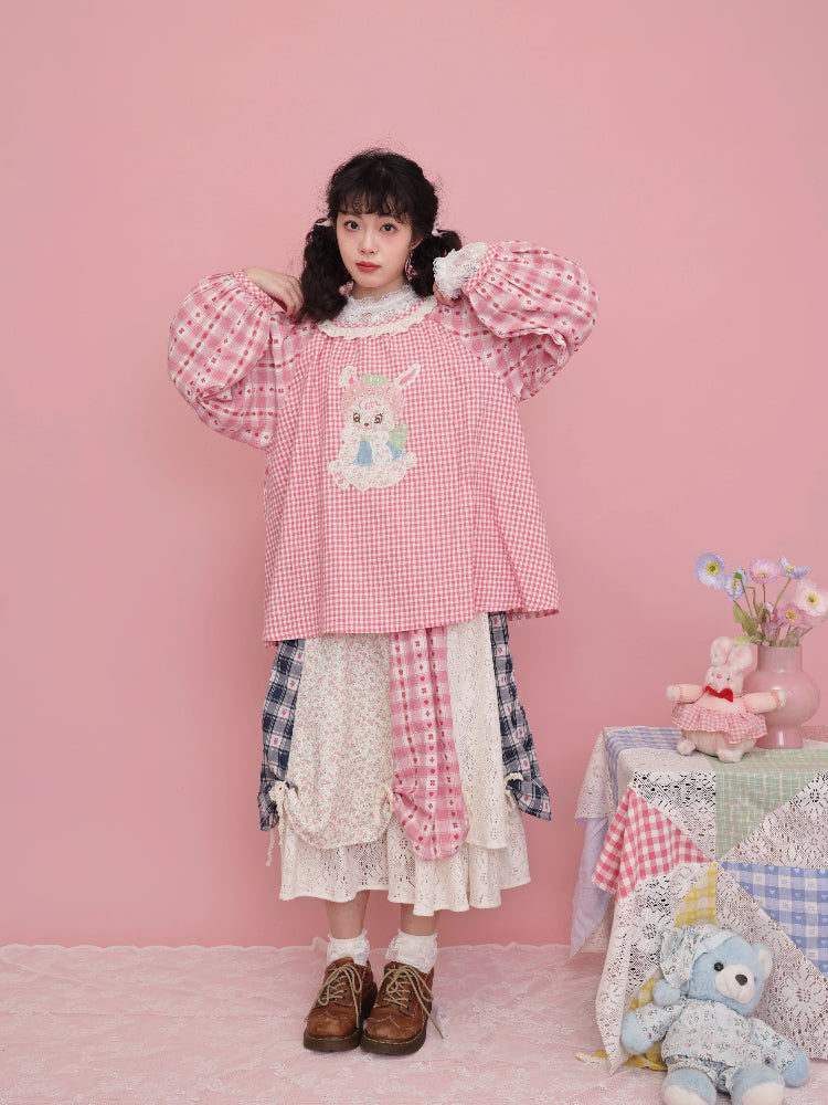 SemenCoicis Sweet Skirt Patchwork Strawberry Skirt Petal Lace Border S by Land Decora