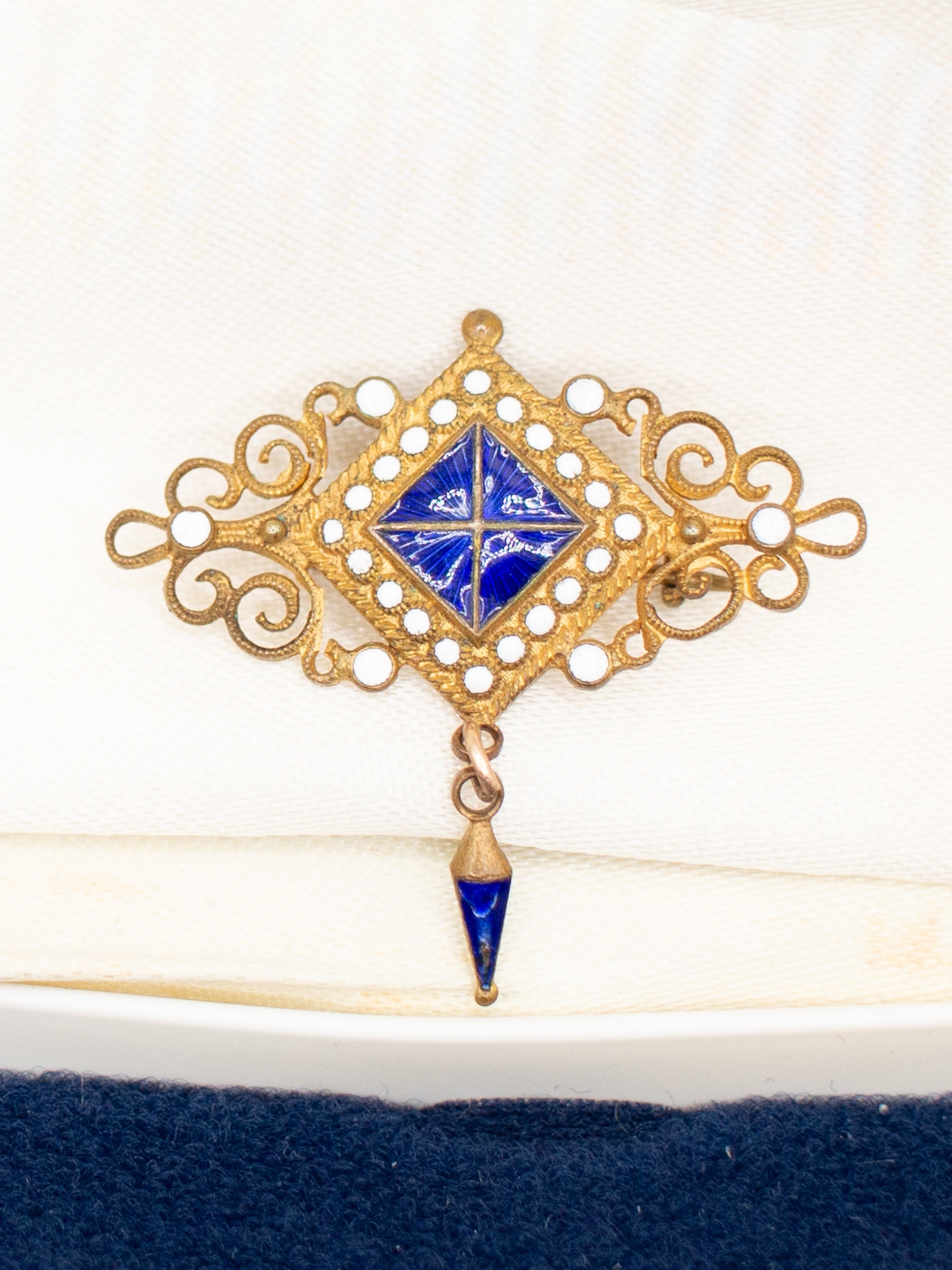 Antique 1890's Victorian Brooch in Gold and Blue by Northern Grip