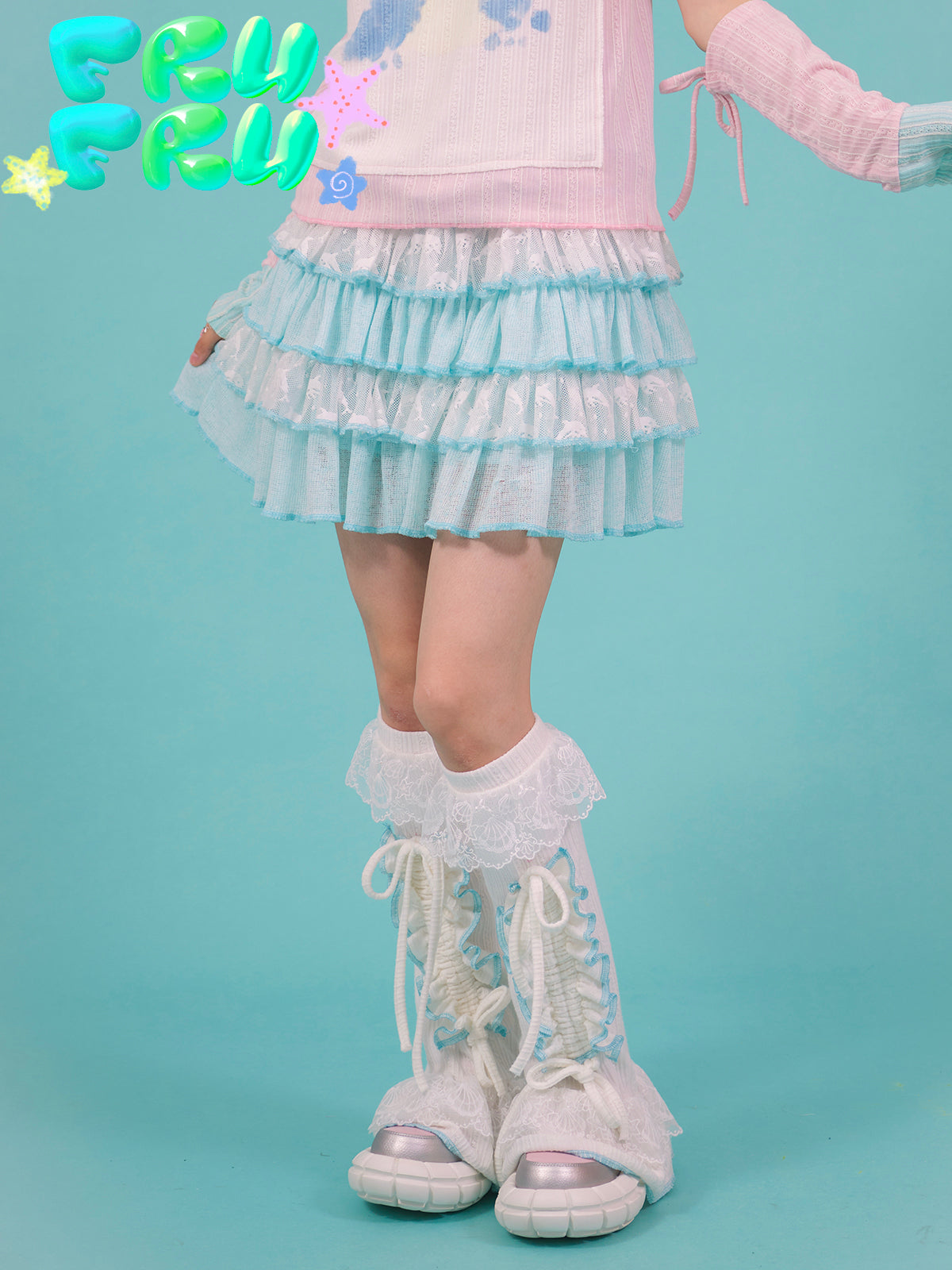 FruFru Summer Decora Skirt | Lace Blue Cake Skirt | Puffy Tulle Skirt by Land Decora