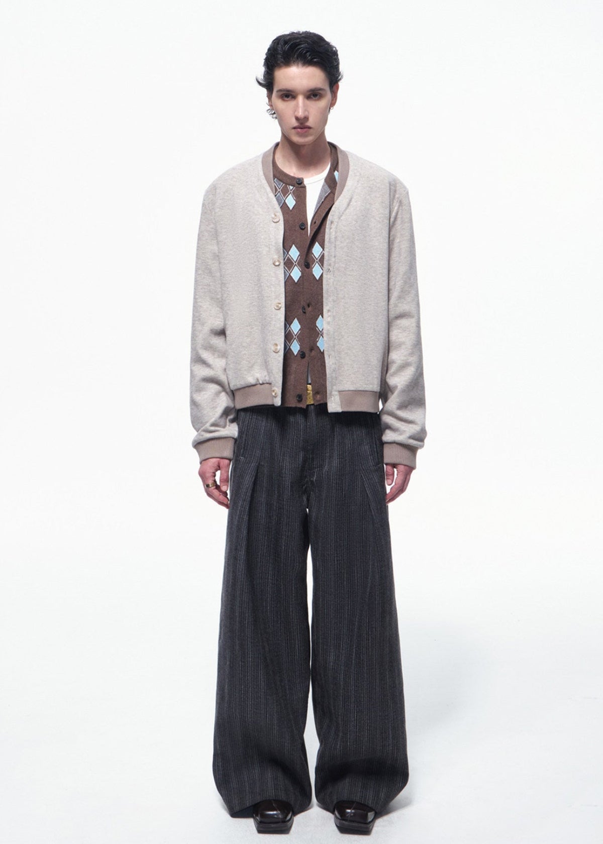 Script-X V-Neck Button Bomber Jacket by OFFCULTURE