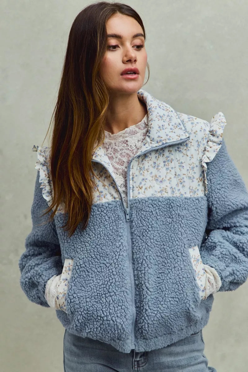 FAUX FUR SHERPA PULL JACKET by RAËLIV