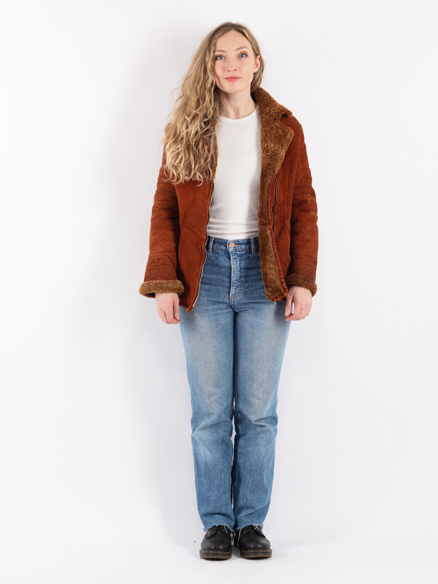 Vintage 90's Women Sheepskin Jacket in Brown by Northern Grip