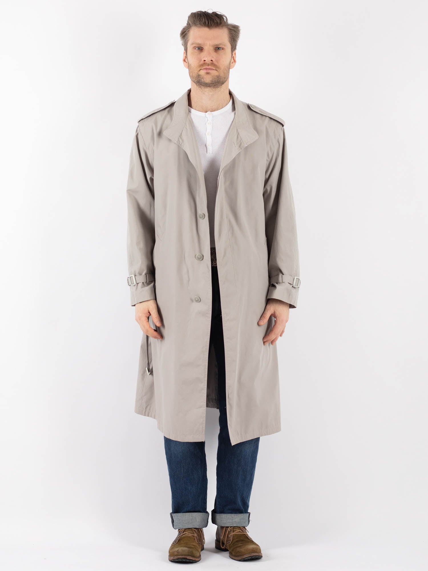 Vintage 70's Men Trench Coat in Gray by Northern Grip