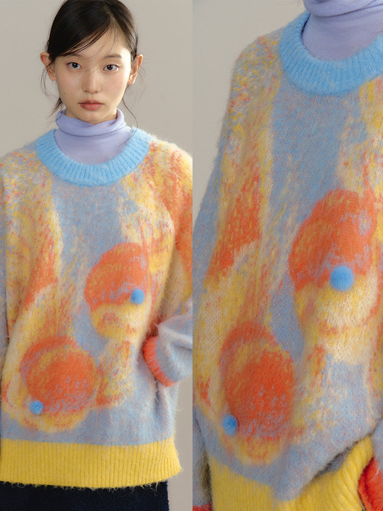 Blue Koi Fish Knit Sweater - uare by Land Decora