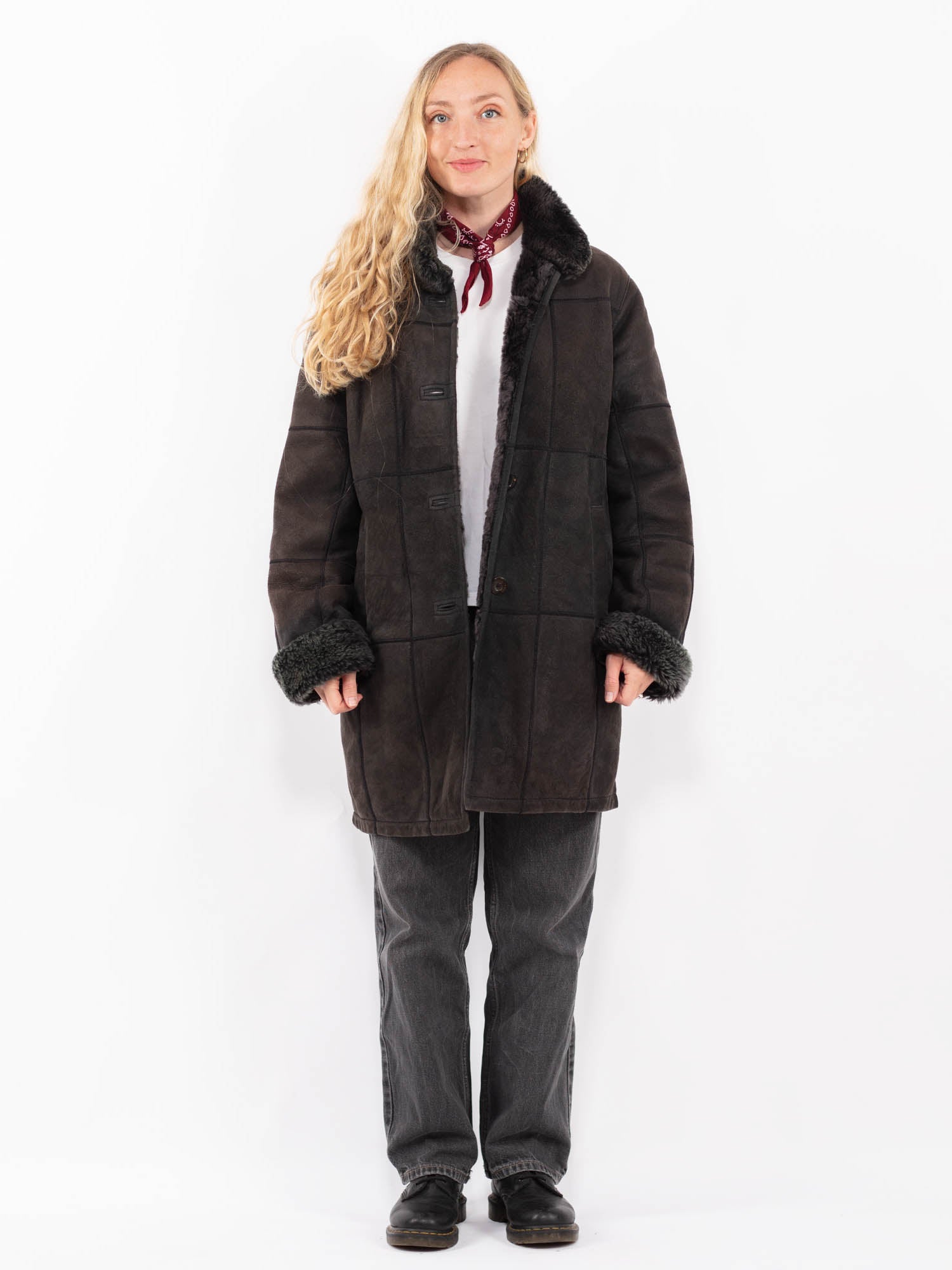 Vintage 00's Women Sheepskin Coat in Black by Northern Grip