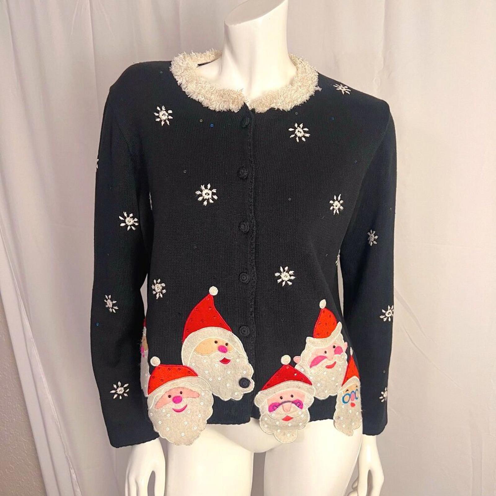 Vintage Arriviste Santa Cardigan Christmas Ugly Sweater Women's Size M by Hot Girl Secondhand