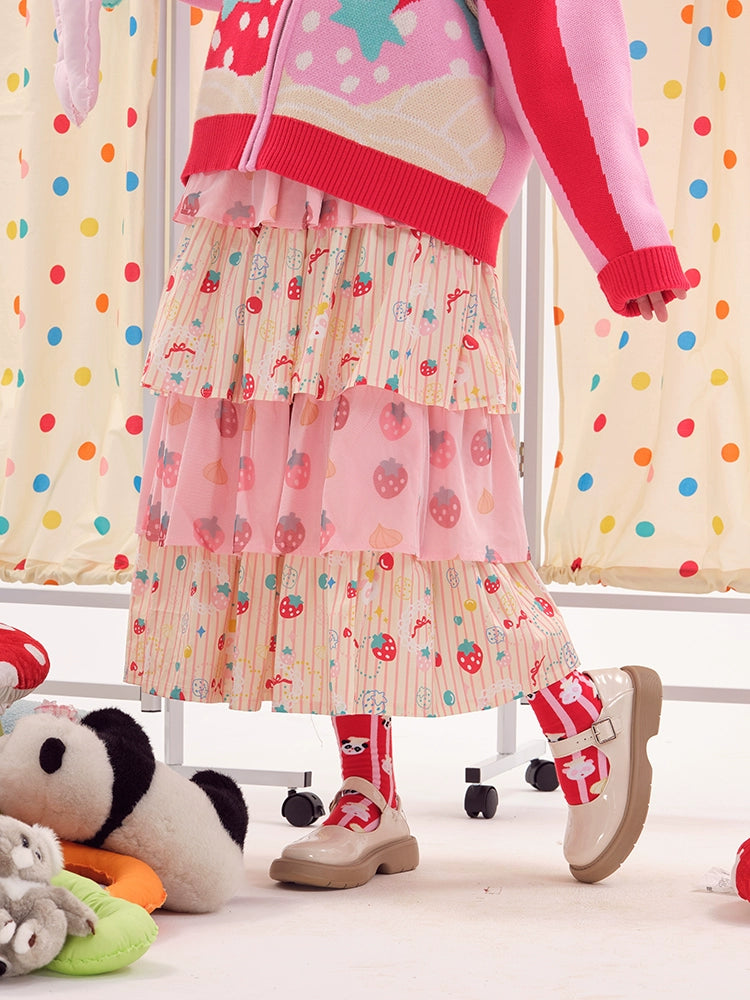 Harajuku Skirt Strawberry Tiered Skirt Decora Fashion Skirt | Nikkou Home by Land Decora