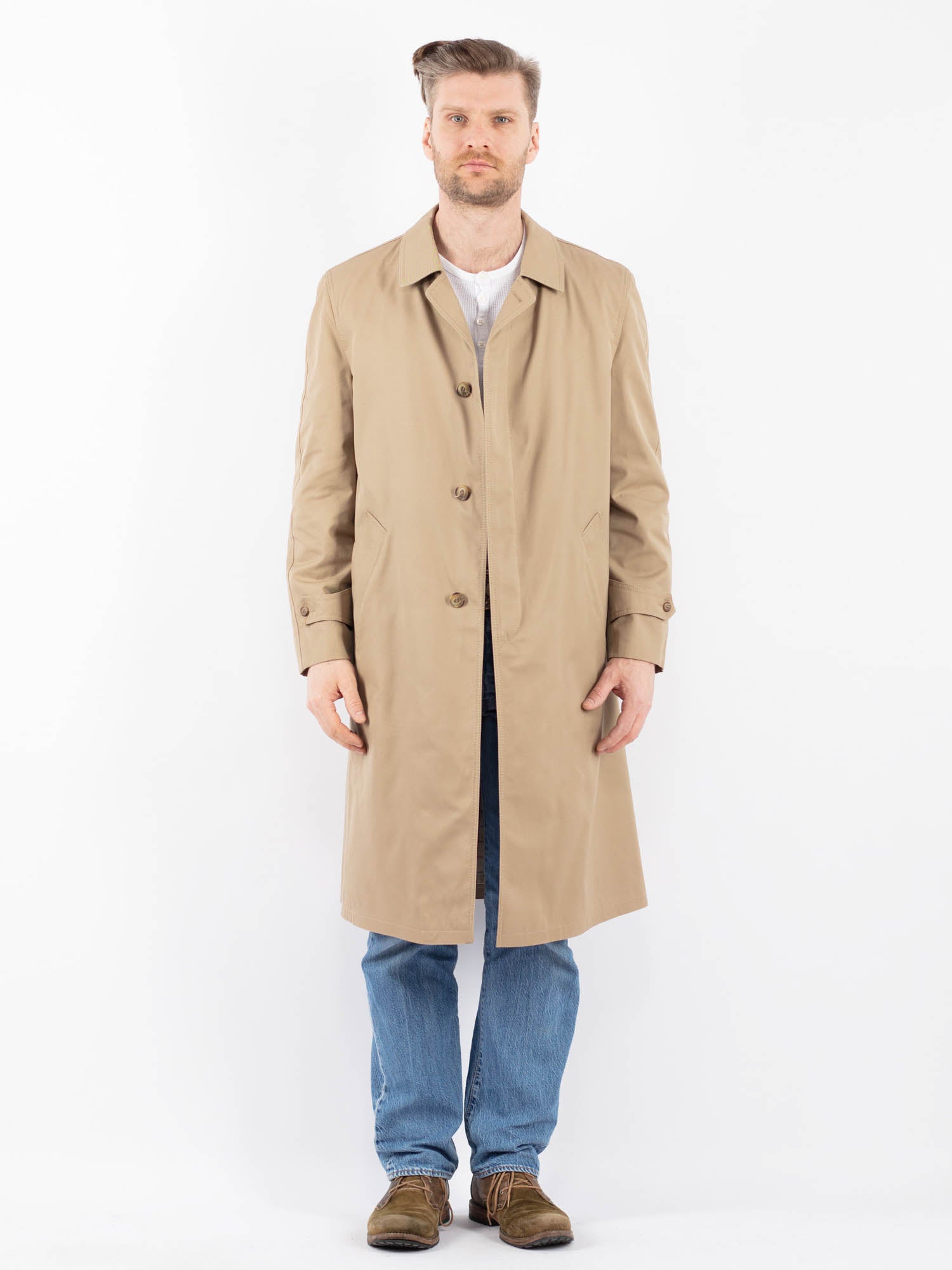 Vintage 70's Men Mac Coat in Beige by Northern Grip