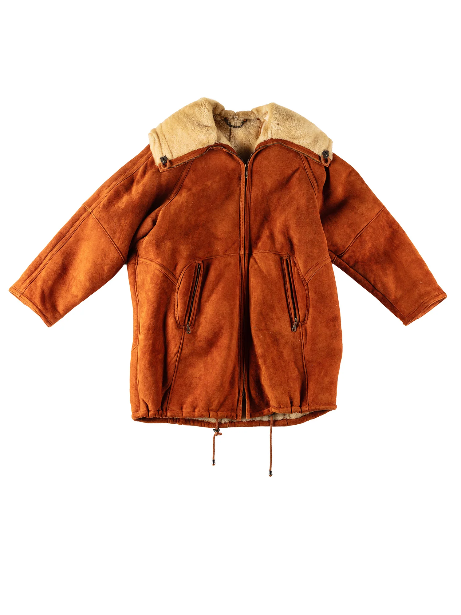 Vintage 80's Men Sheepskin Coat in Orange by Northern Grip