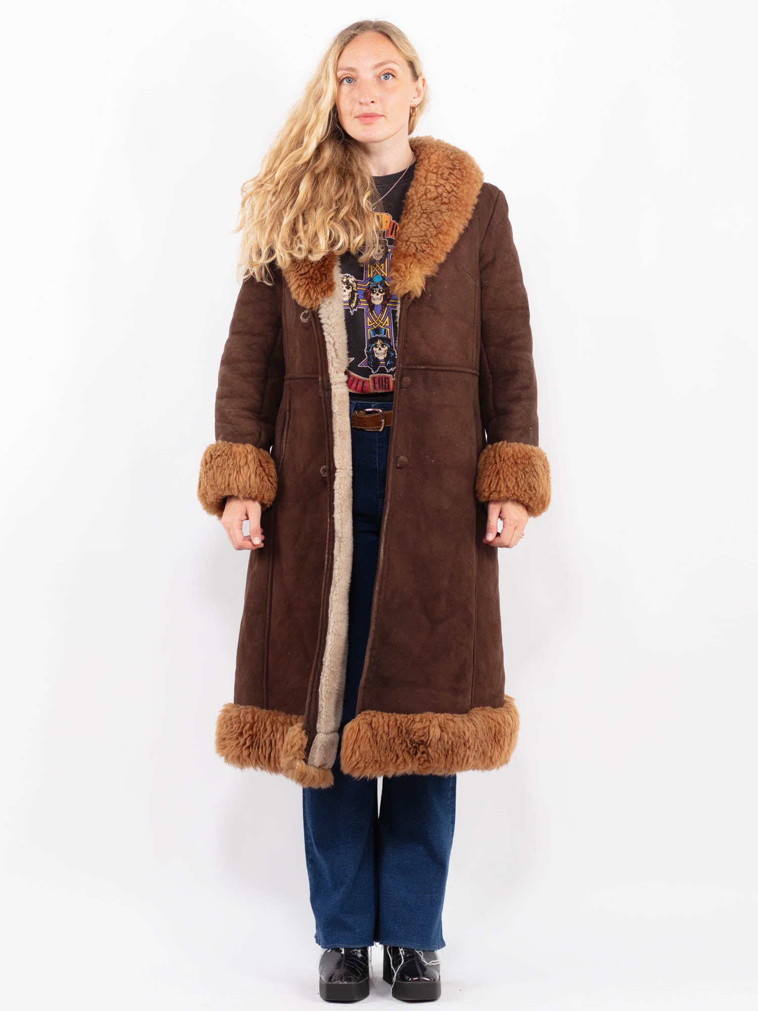Vintage 70's Penny Lane Sheepskin Coat in Brown by Northern Grip