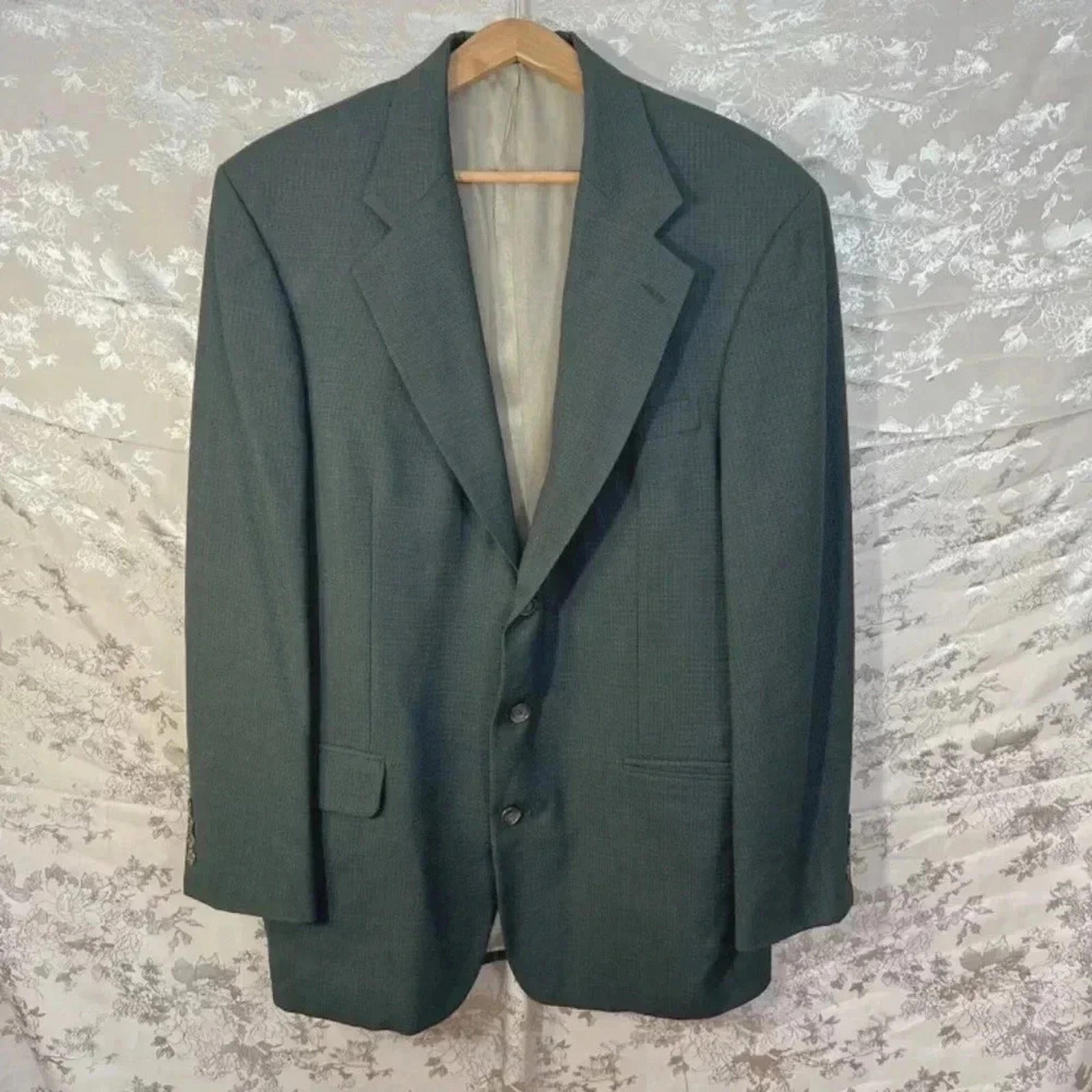 Oscar de la Renta Men's Grey Blazer Sportcoat Size 42L by Hot Girl Secondhand
