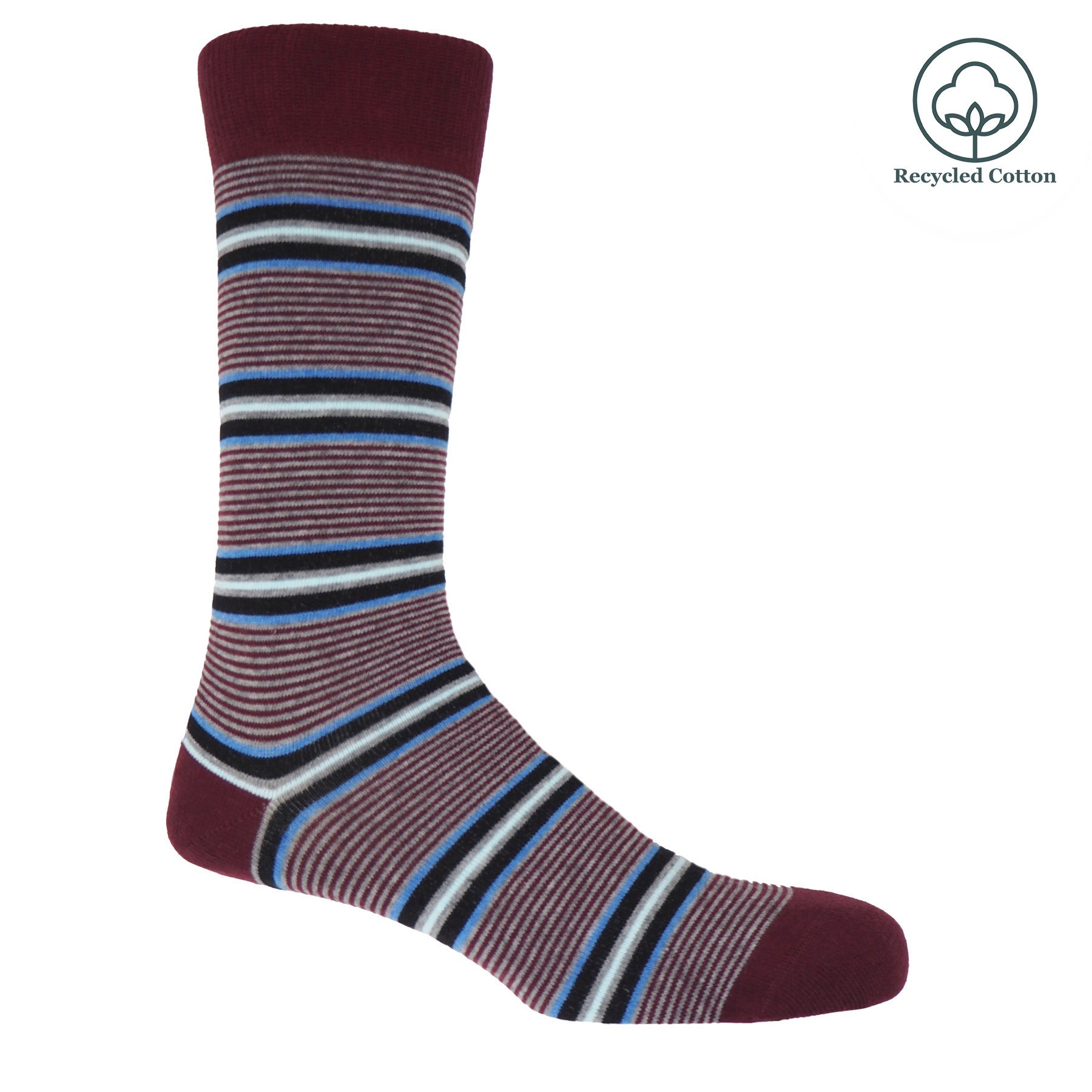 Multistripe Men's Socks - Burgundy by Peper Harow