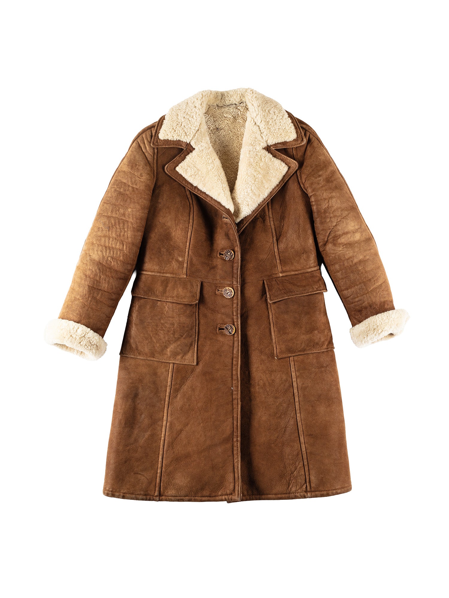Vintage 70's Women Penny Lane Sheepskin Coat in Brown by Northern Grip