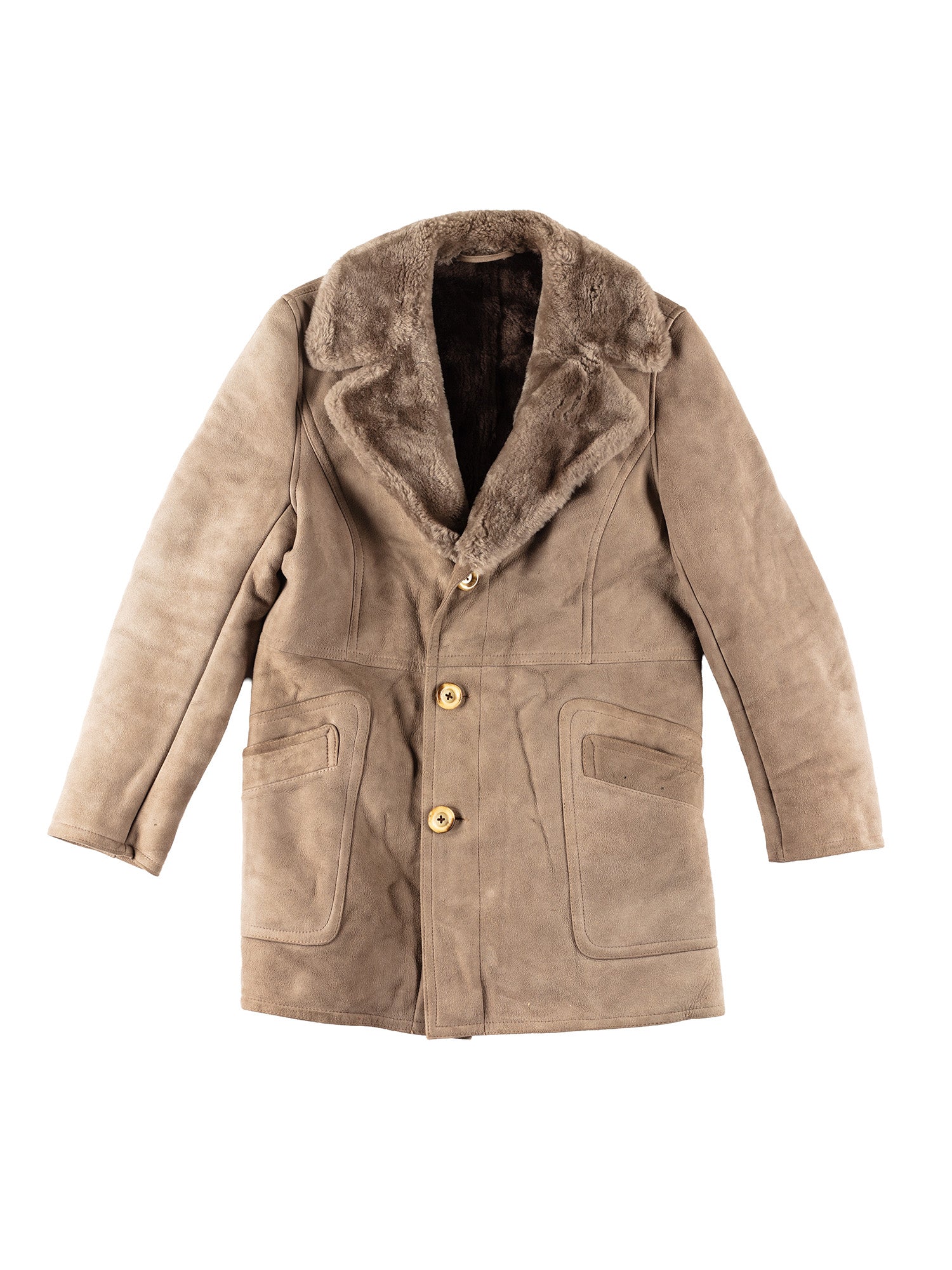 Vintage 80's Men Sheepskin Coat in Gray by Northern Grip