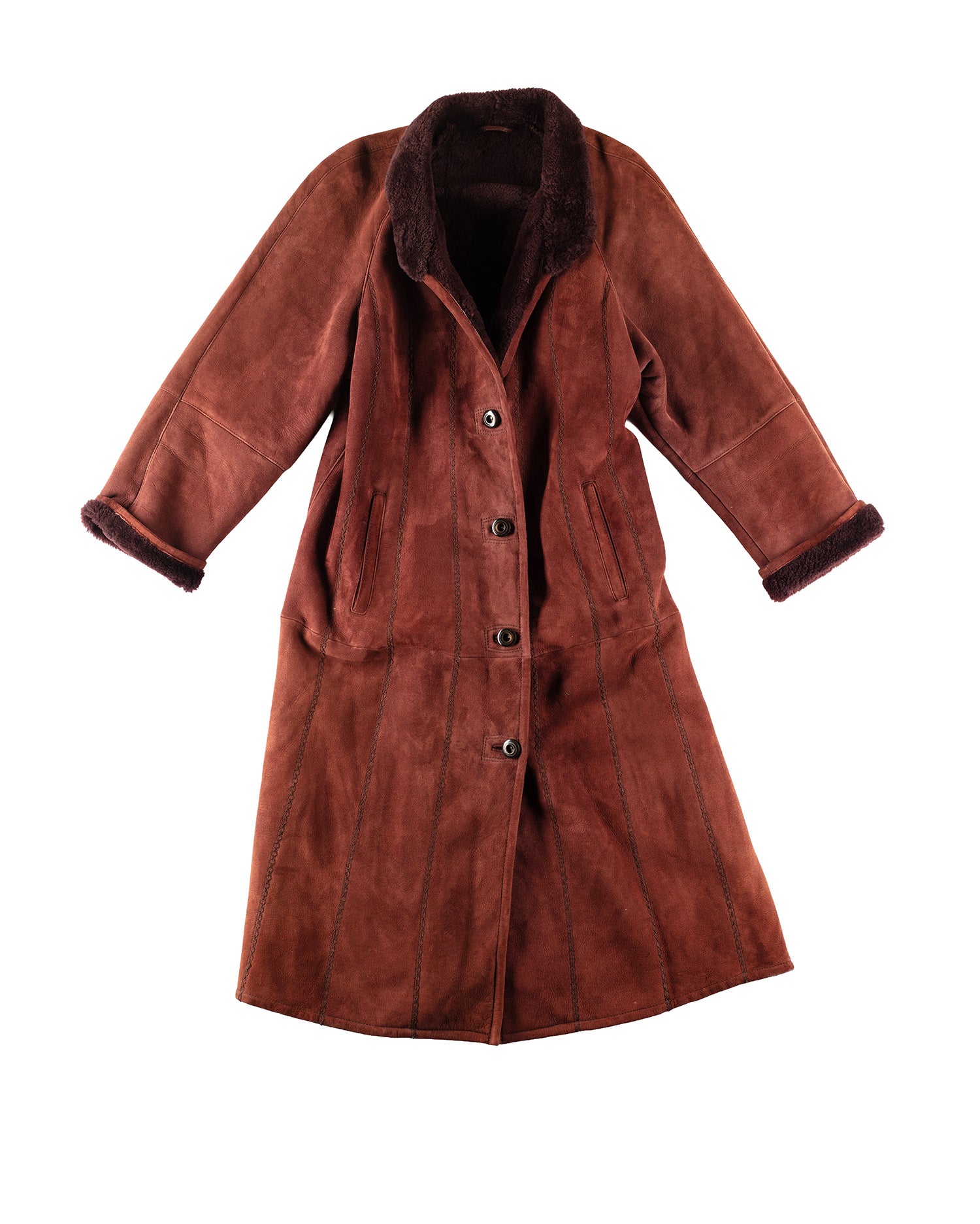 Vintage 90's Women Sheepskin Coat in Red by Northern Grip