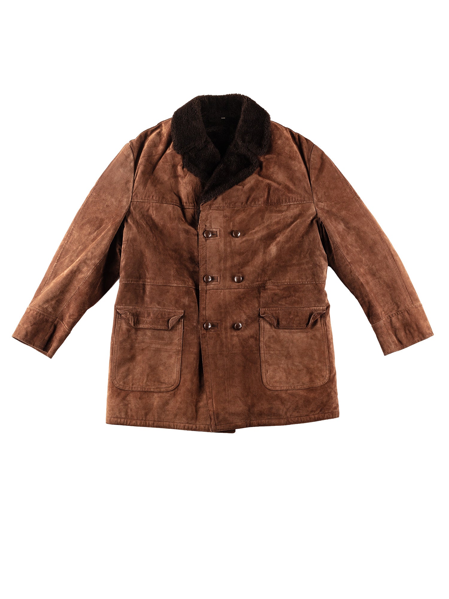 Vintage 70's Men Faux Sheepskin Coat in Brown by Northern Grip