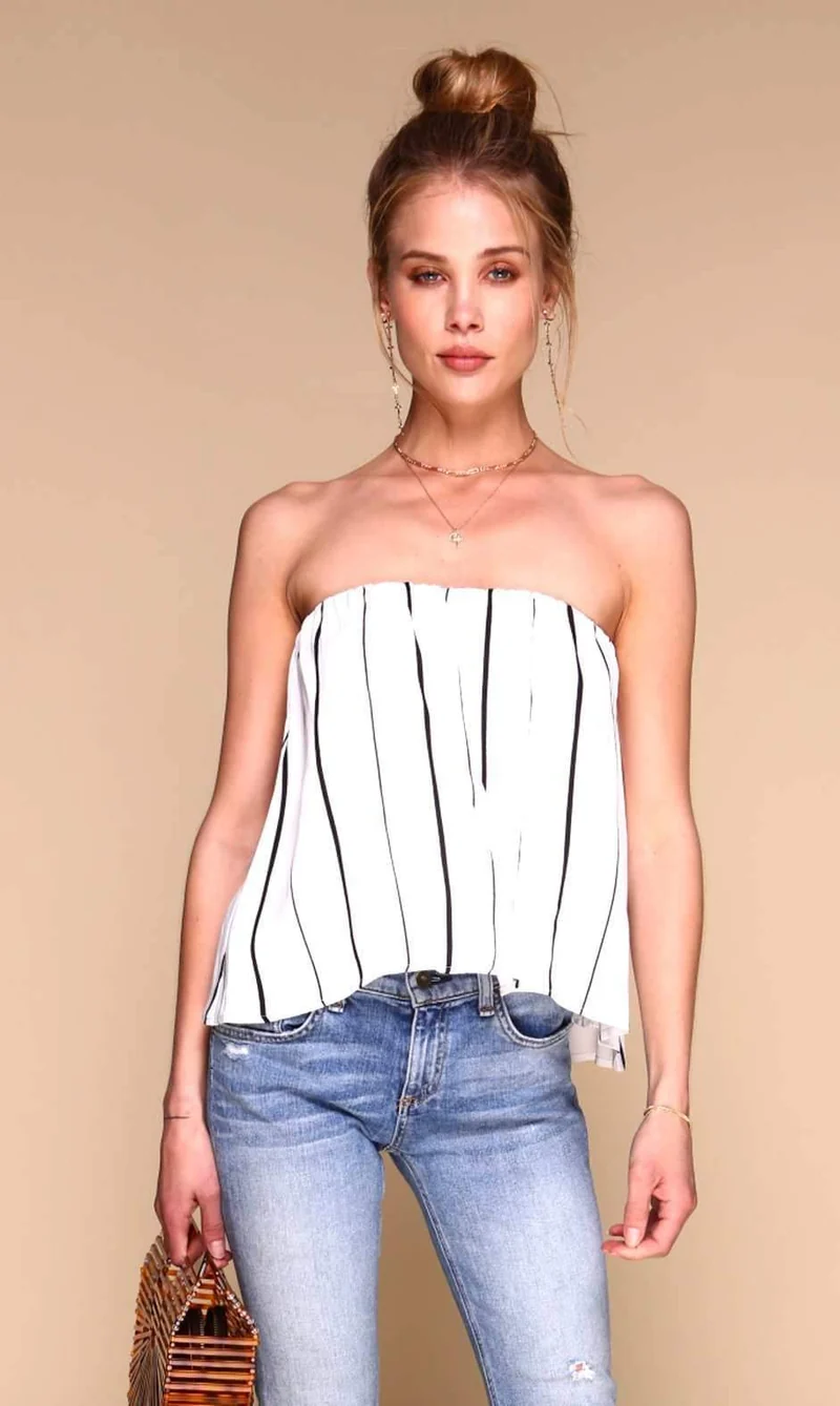 Blossom Top | White with Black Stripes by Merritt Charles