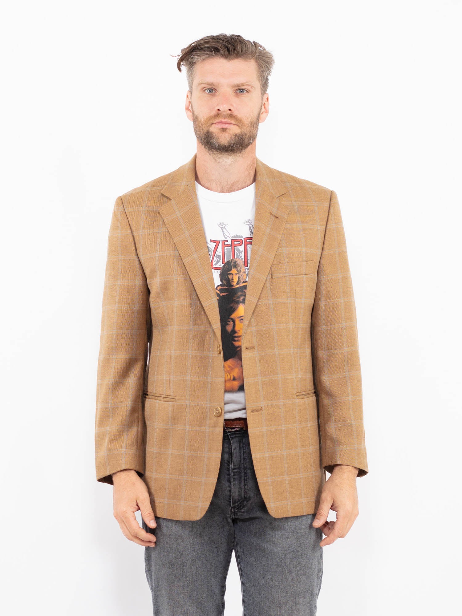 Vintage 90's Men Wool Blend Blazer Jacket in Brown by Northern Grip