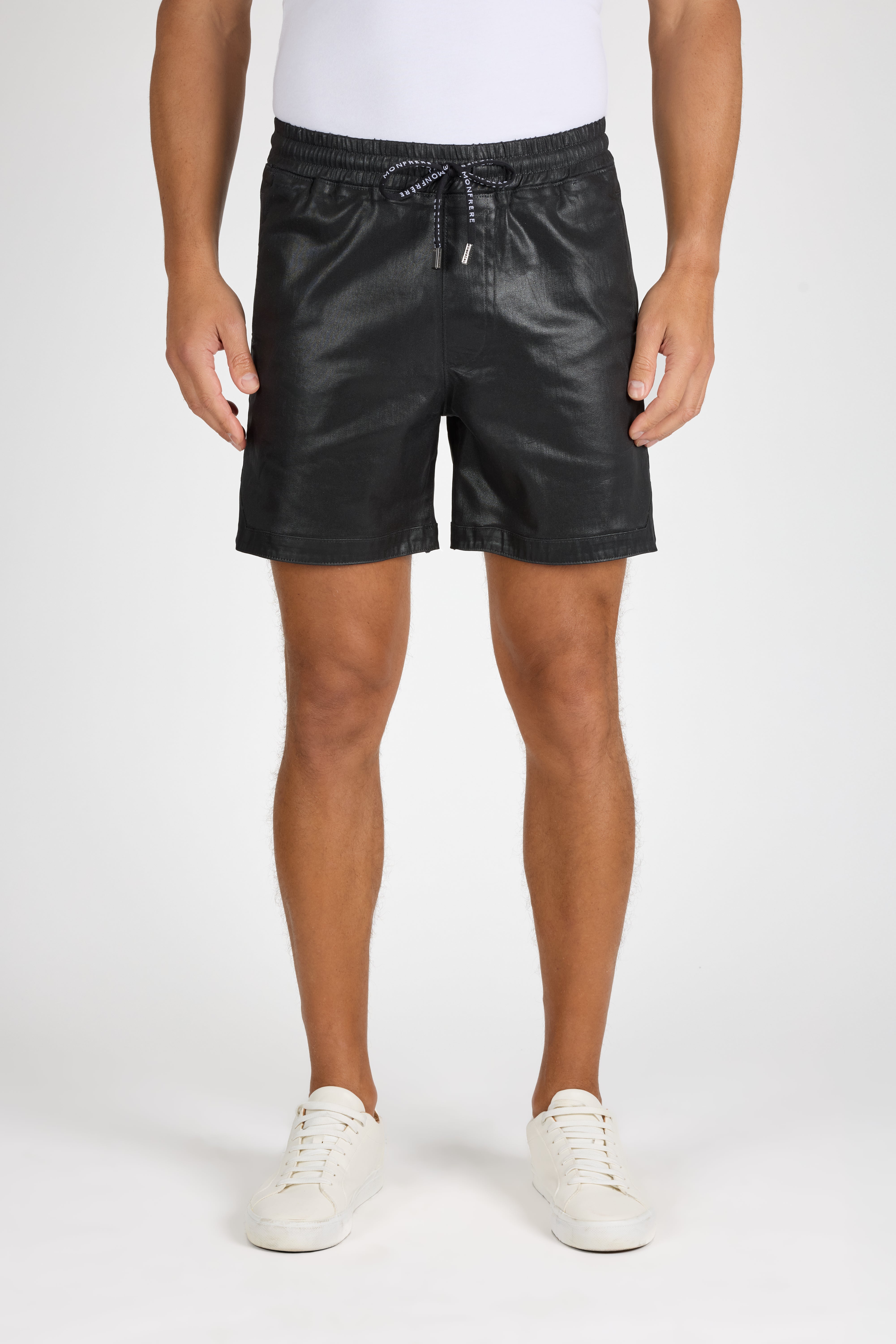 West Coated Noir Stretch Drawstring Short by MONFRERE