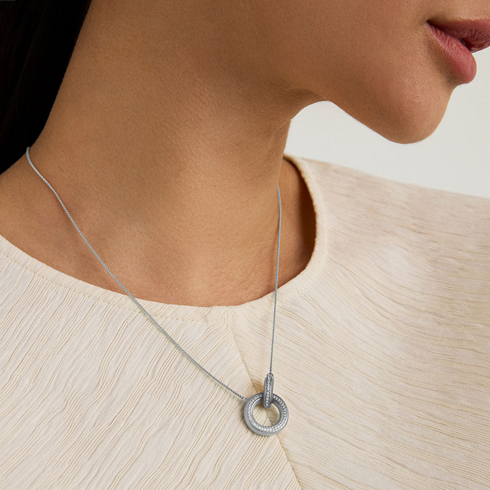 Colette Pave Hoop Pendant Necklace in Silver by Sierra Deene