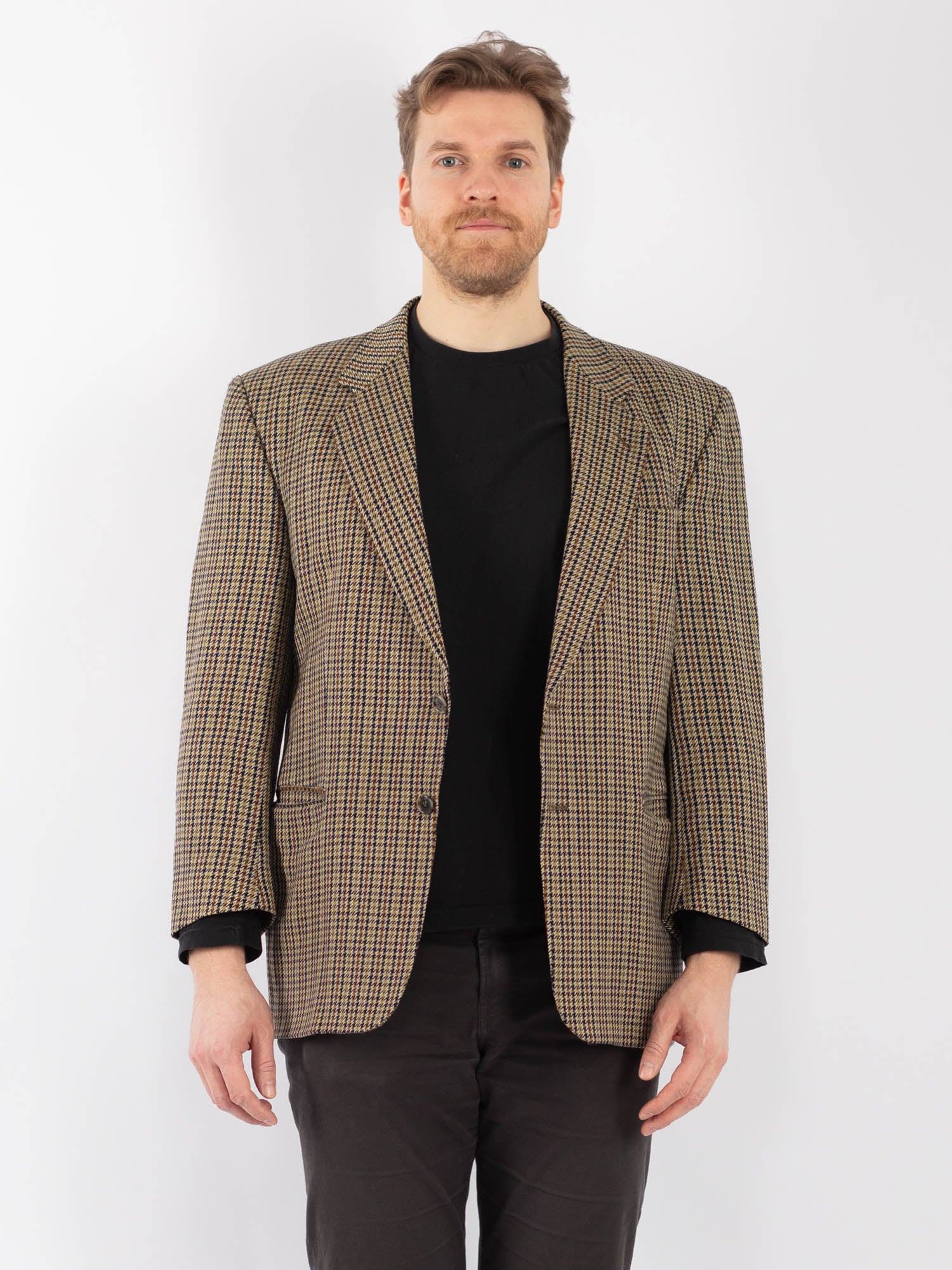 Vintage 90's Men Wool Blazer Jacket in Beige by Northern Grip