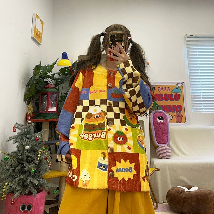 Kidcore Sweater – Colorful Burger Print – BIBULU by Land Decora