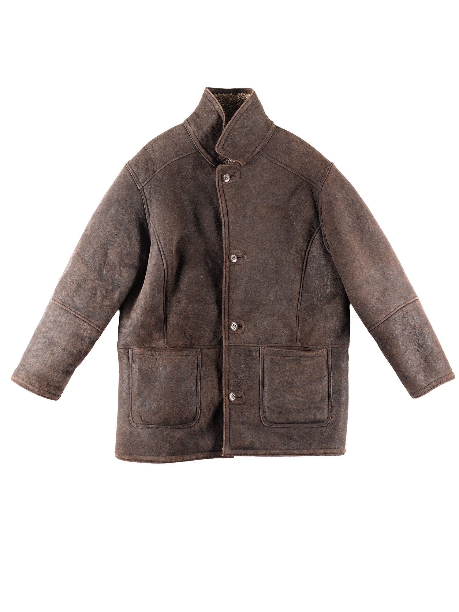 Vintage 80's Men Sheepskin Coat in Brown by Northern Grip