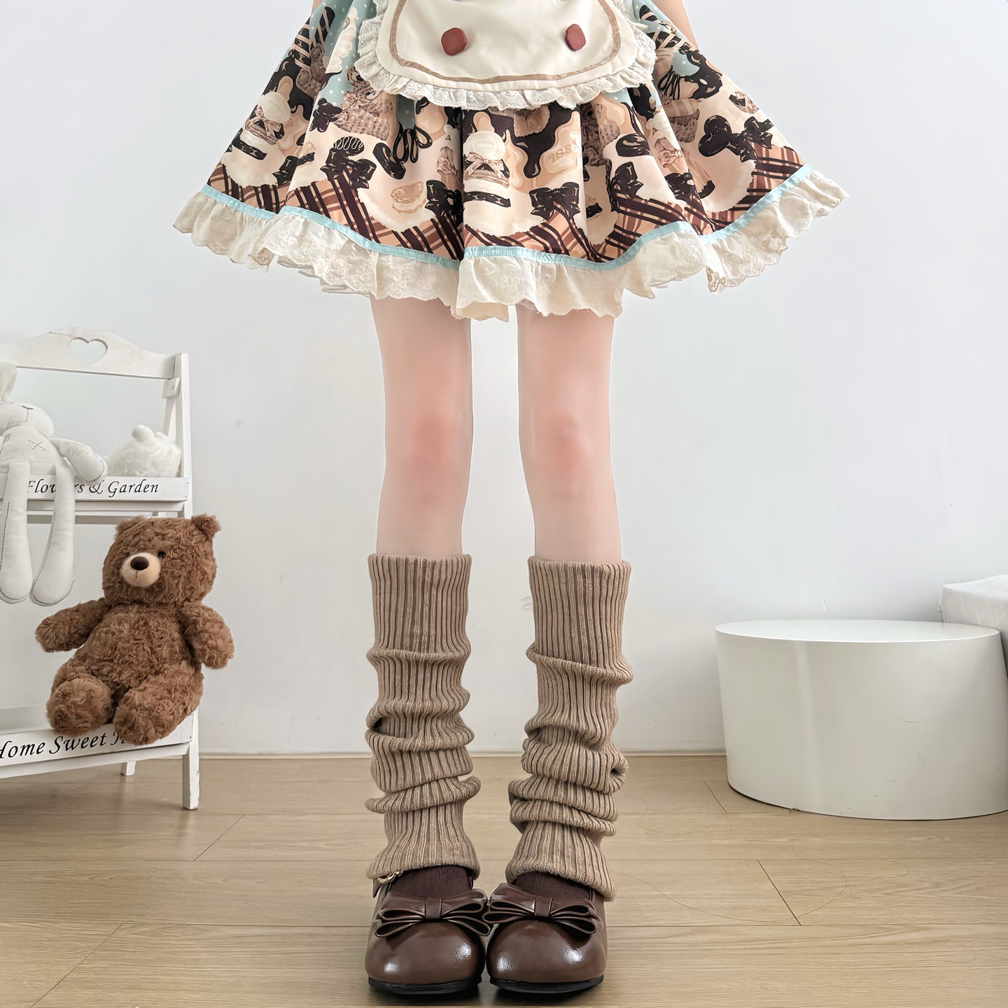 JK Knit Mid-Calf Leg Warmers - 2 Bears by Land Decora