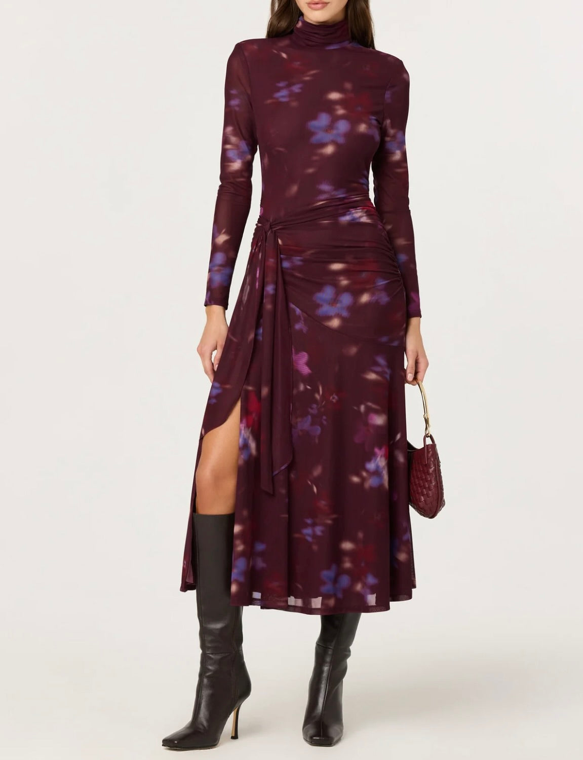 ASTR The Label Aubriella Floral Mesh Midi Dress by Sierra Deene