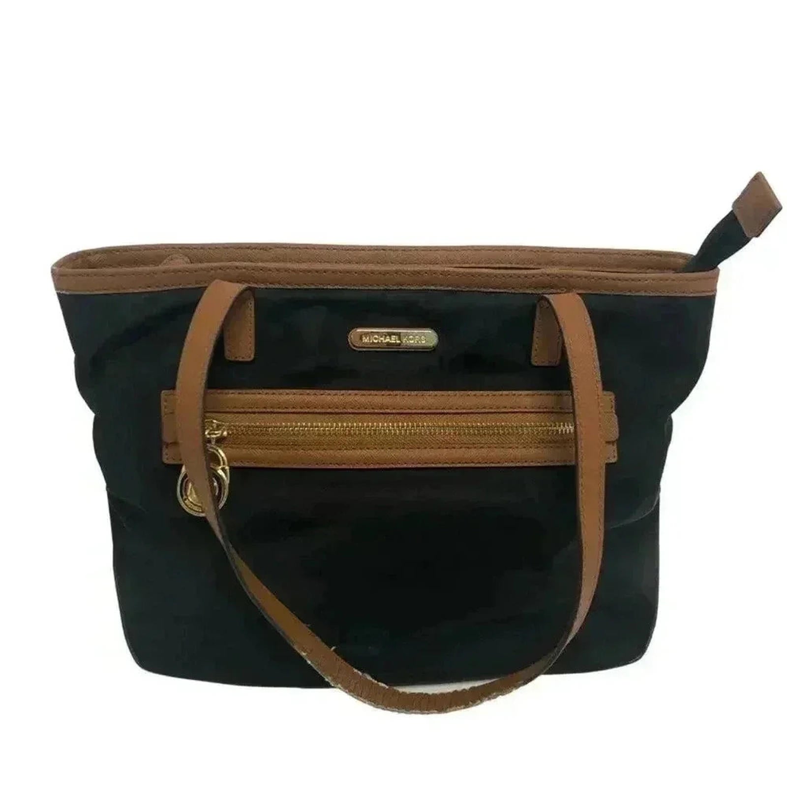 Michael Kors Black Nylon Tote Bag Leather Straps by Hot Girl Secondhand