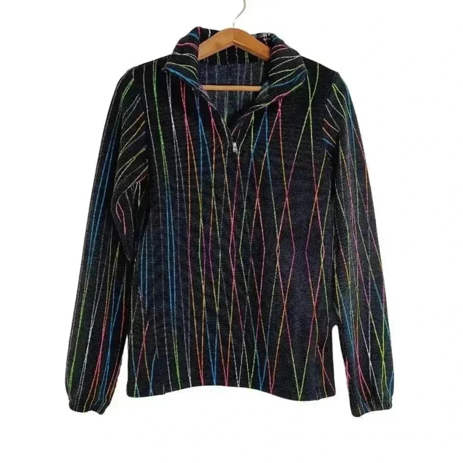 Spyder Black Neon Lines Fleece Quarter Zip Women's Size M by Hot Girl Secondhand