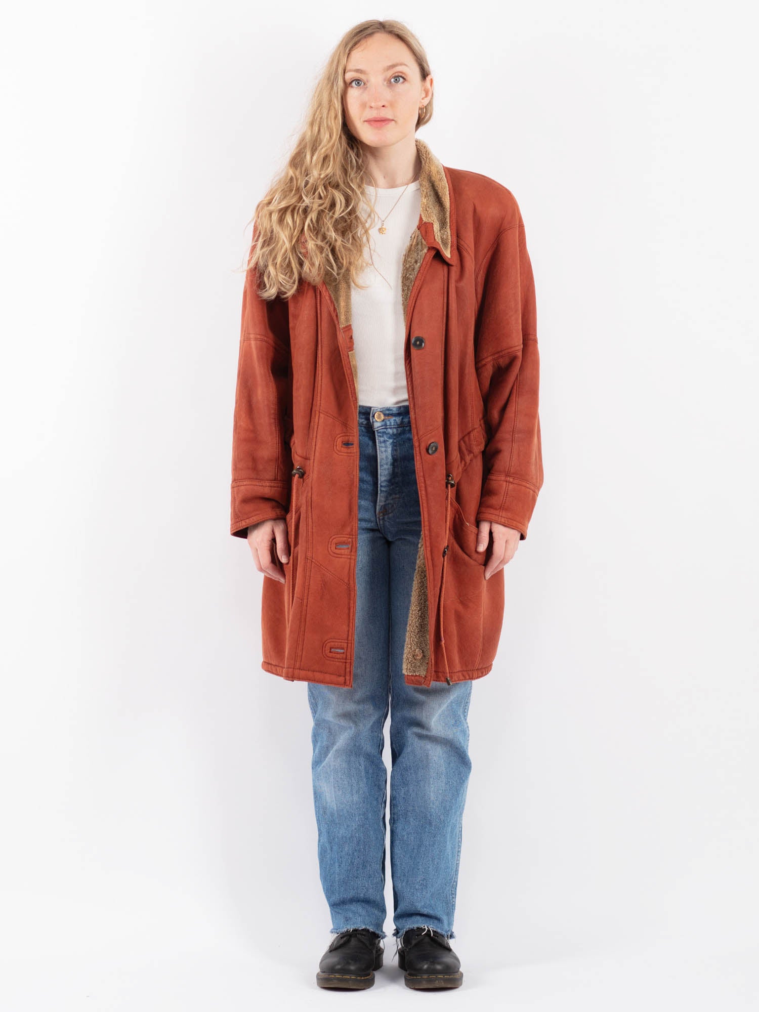Vintage 90's Women Sheepskin Coat in Brown by Northern Grip