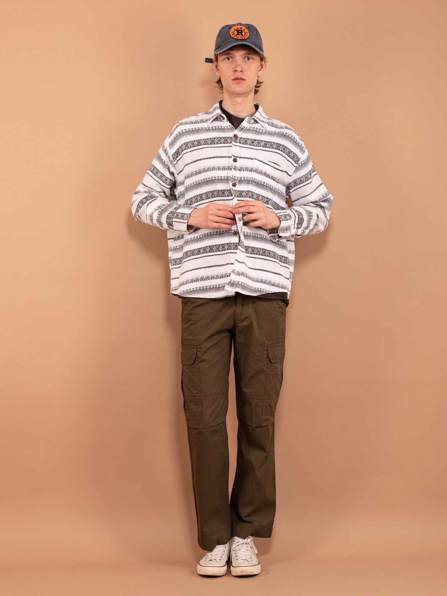 Vintage 90's Men Striped Long Sleeve Shirt by Northern Grip