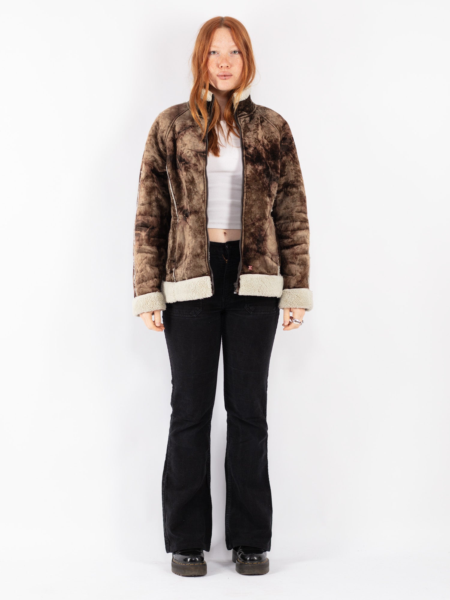 Vintage 90's Women Faux Sheepskin Jacket in Brown by Northern Grip