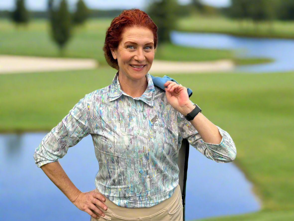 Mosaic 3/4 Sleeve Button Down by Putter Girl