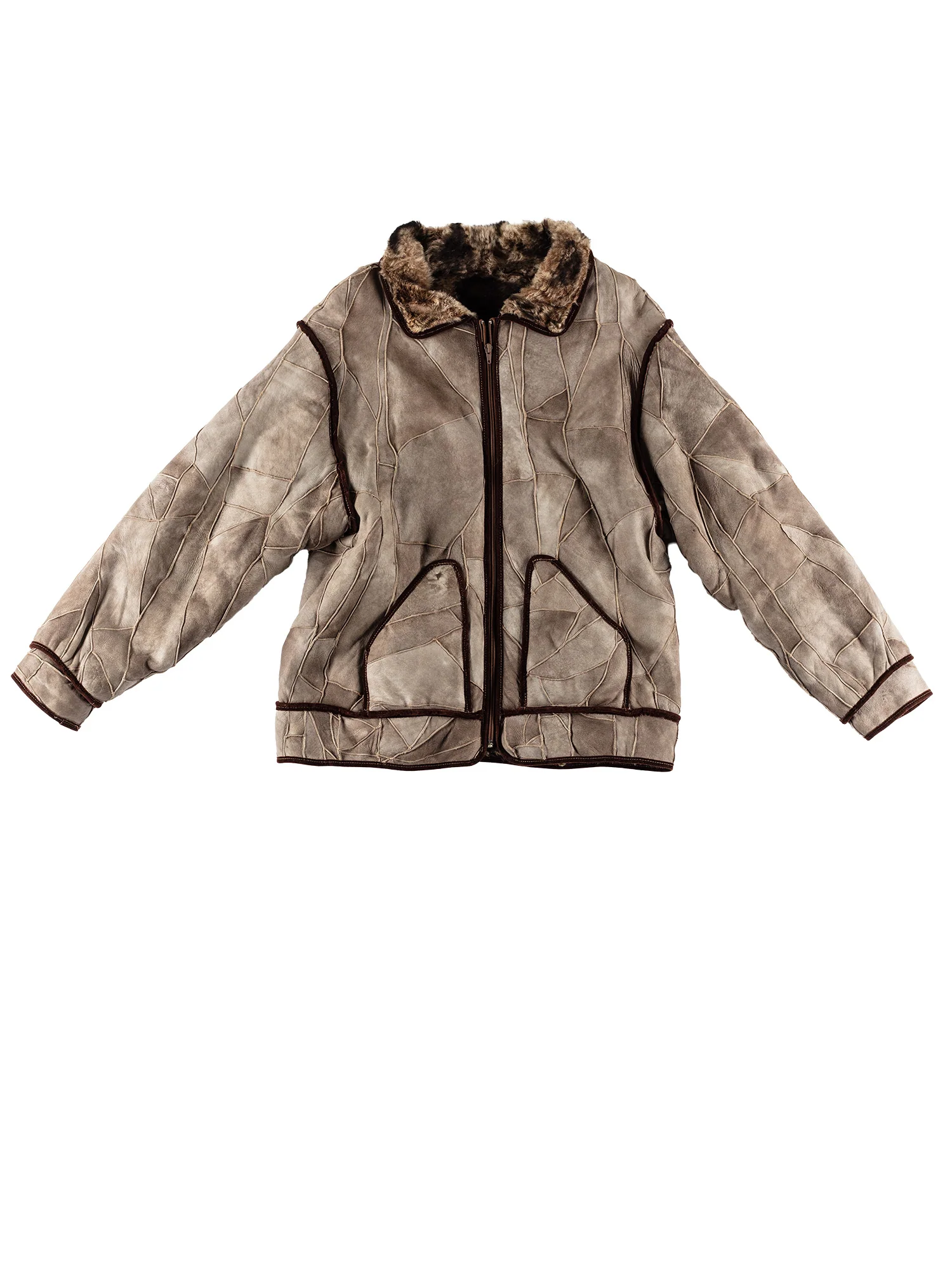 Vintage 80's Women Sheepskin Coat in Gray by Northern Grip